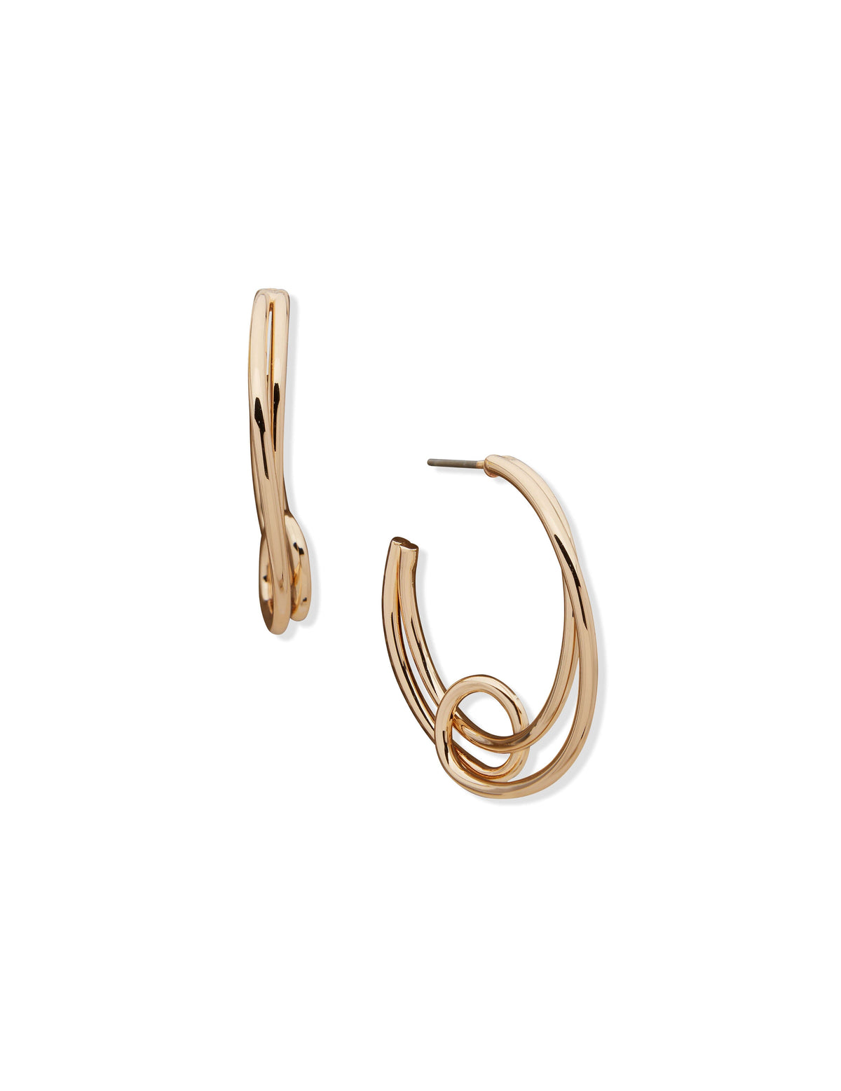 Anne Klein Gold Tone C Hoop Pierced Earrings