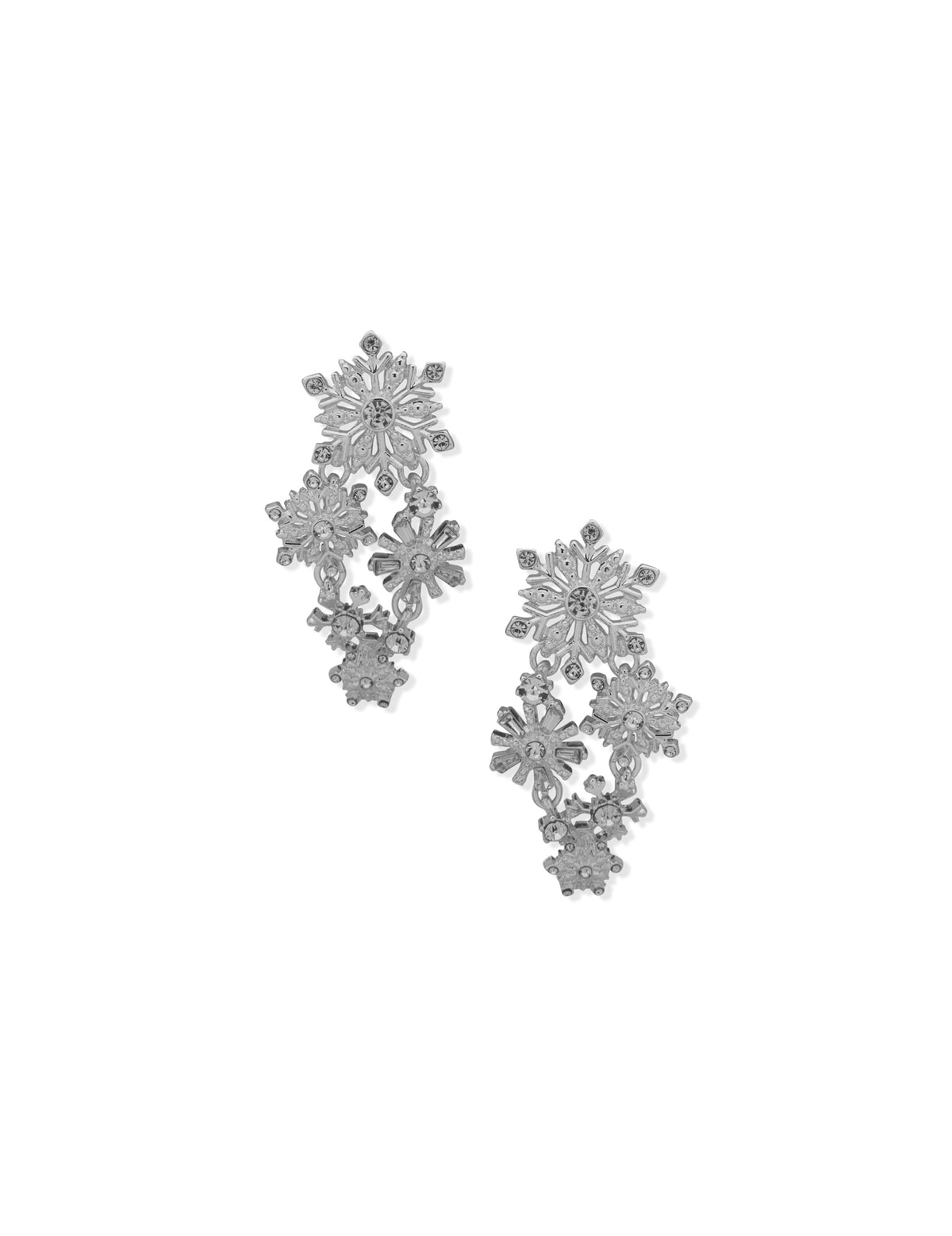 Anne Klein Silver Tone Snowflake Statement Post Drop Pierced Earrings