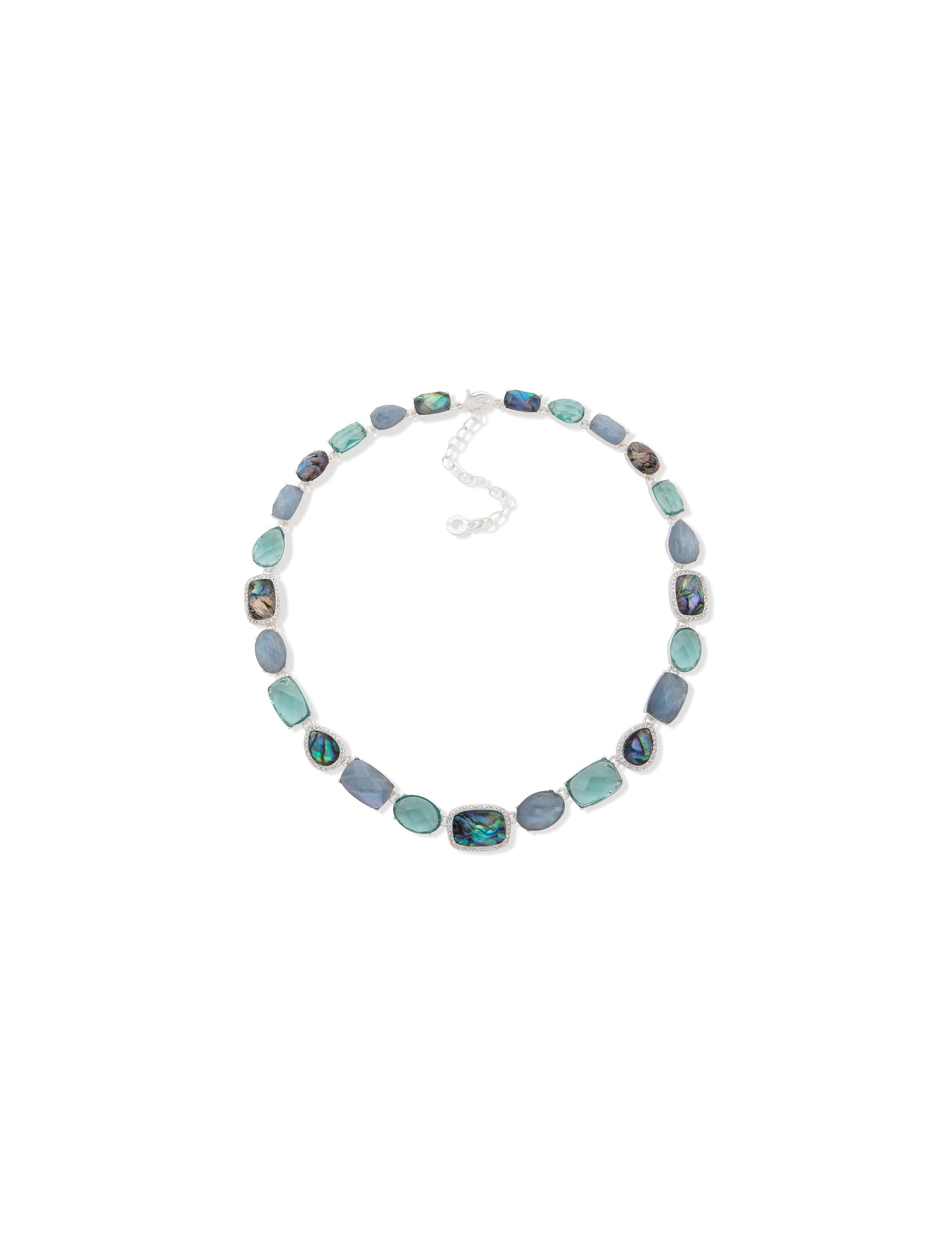 Anne Klein Silver Tone Blue Tones Stone Collar Necklace