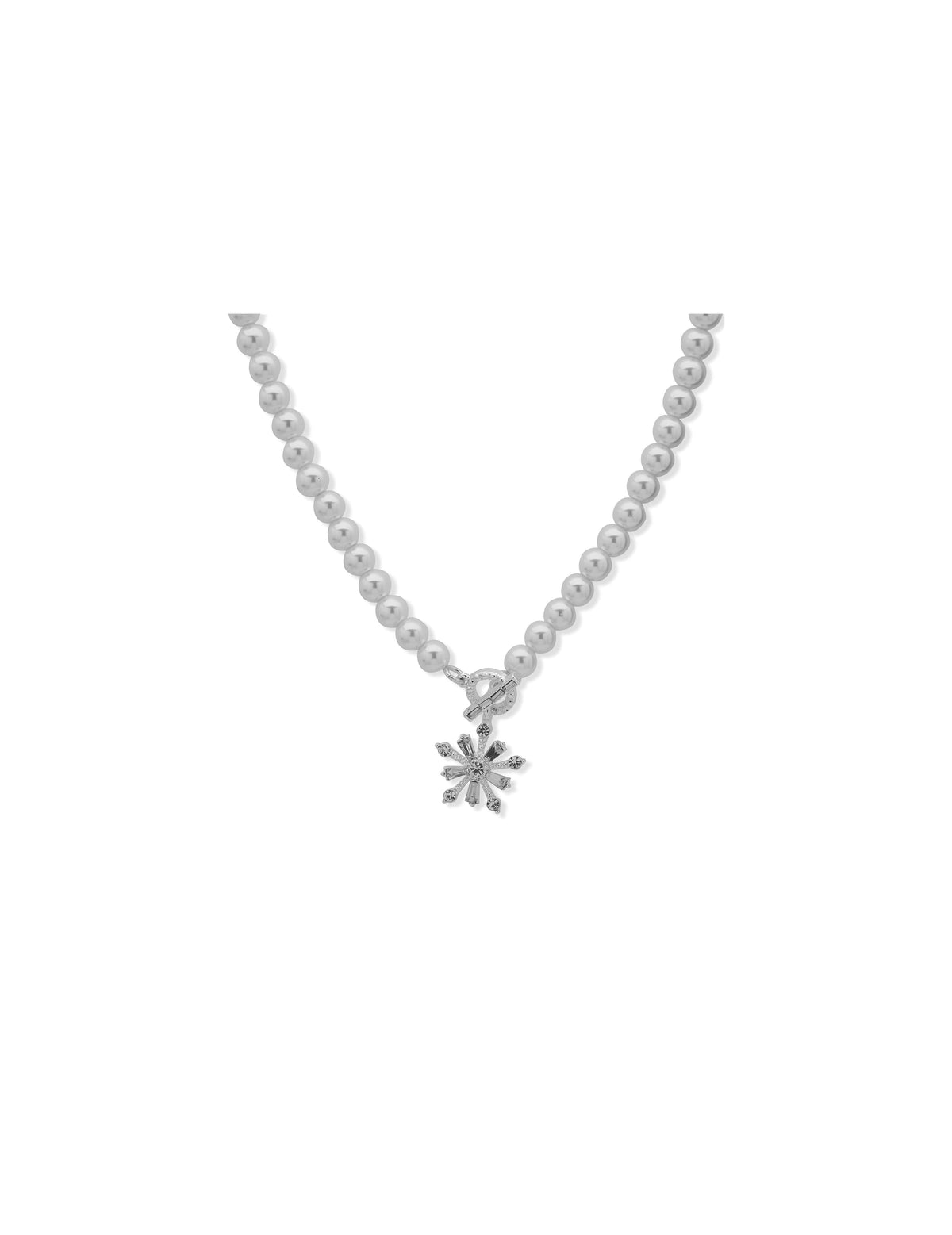 Anne Klein Silver Tone Snowflake Pendant Necklace