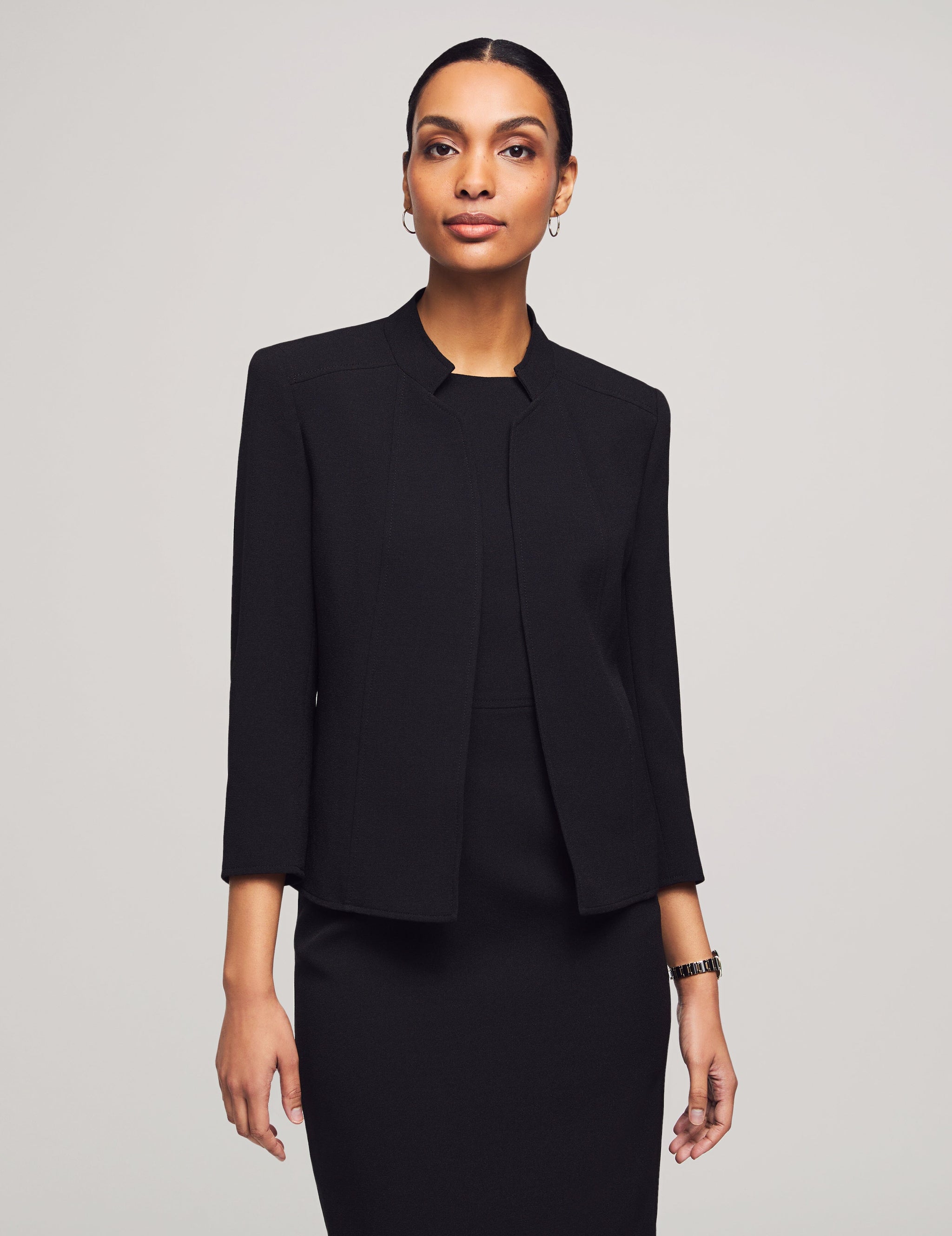 Anne Klein Zinc/Black Melange Button Jacket - Main Image