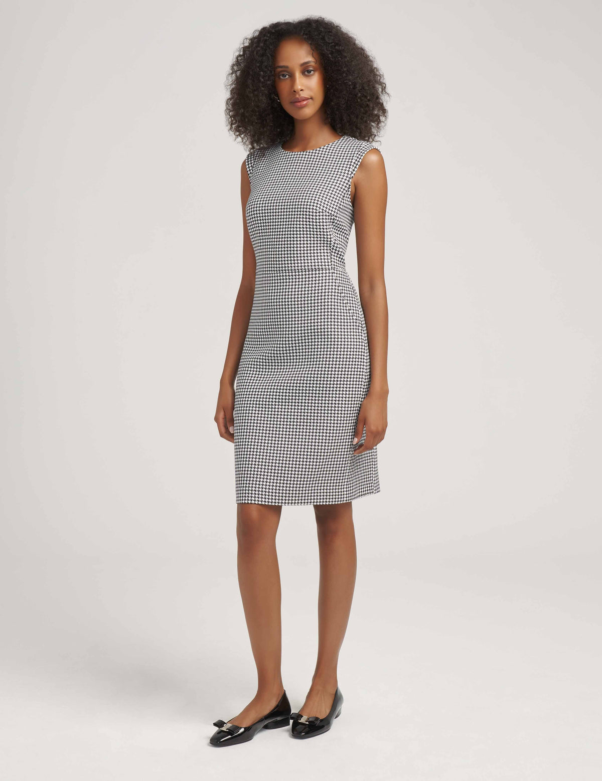 Anne Klein Anne White/Anne Black Stretch Mini Herringbone Dress - Sale