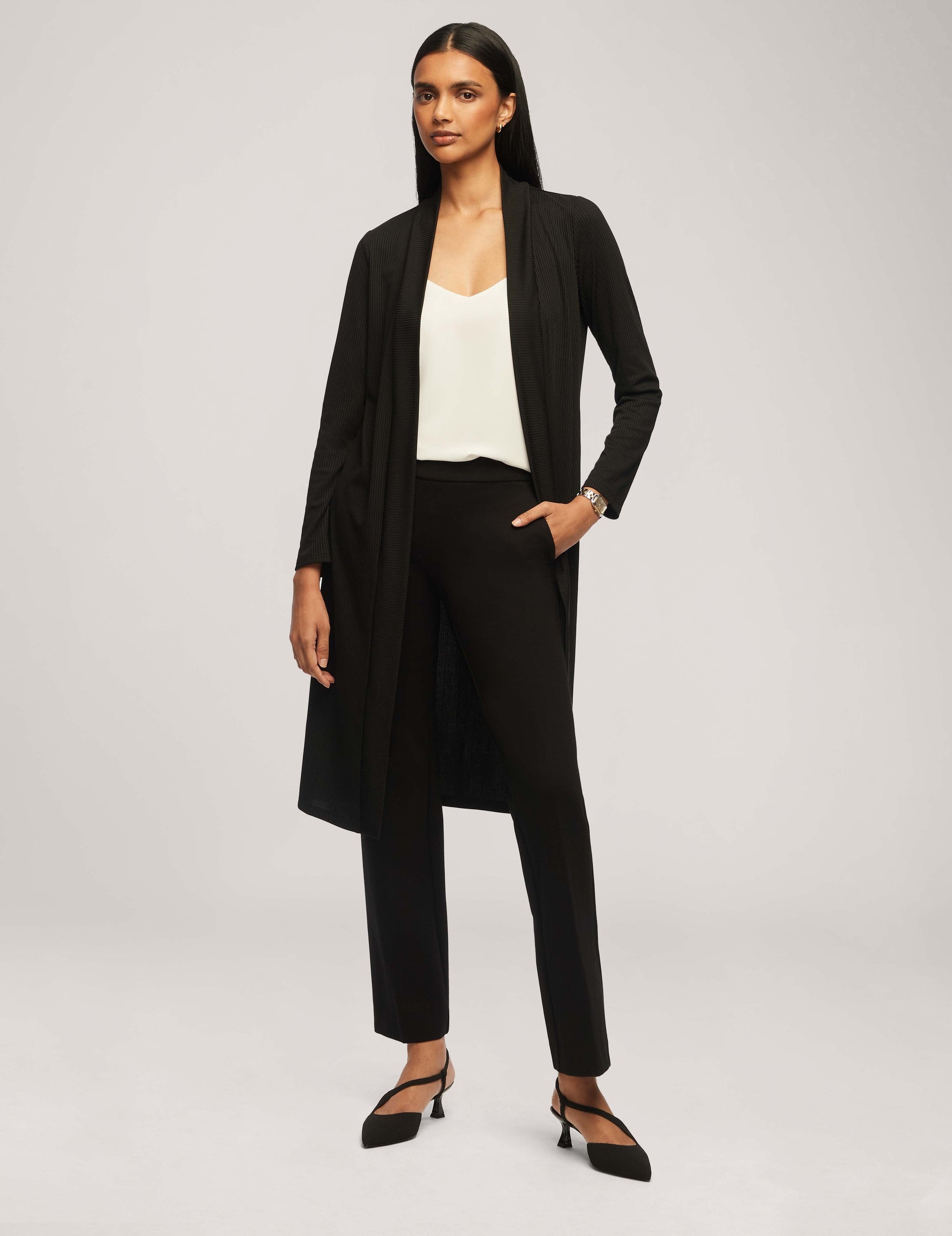 Anne Klein Anne Black Rib Cardigan
