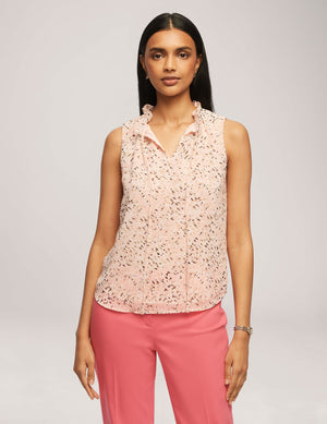 Anne Klein  Printed Chiffon Sleeveless Tulla Blouse - Sale