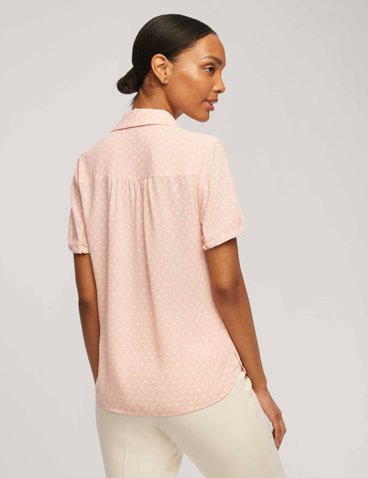 Anne Klein  Printed Short Sleeve Button-Up Blouse- Sale