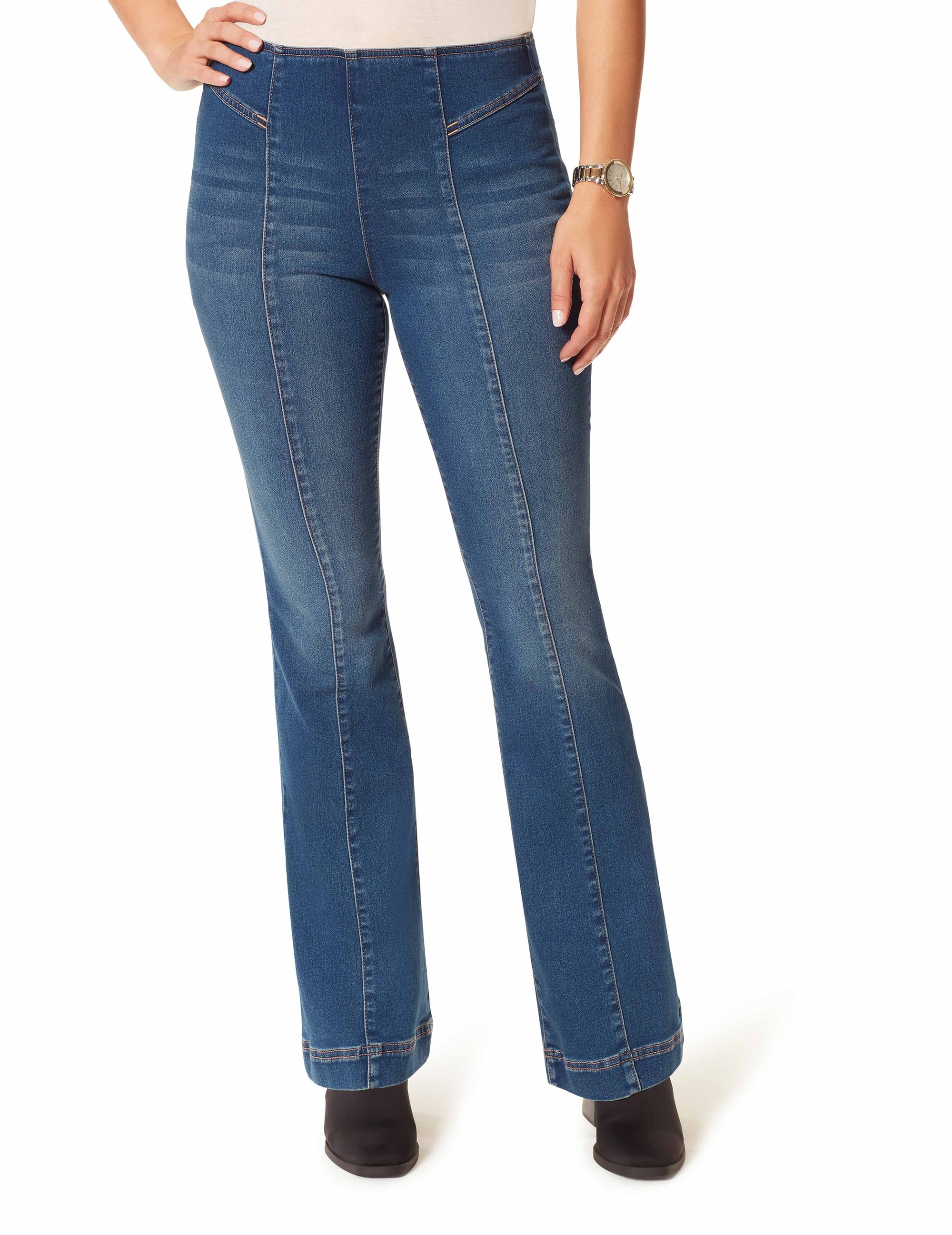 Anne Klein Leafbird Pull On Flare Jeans