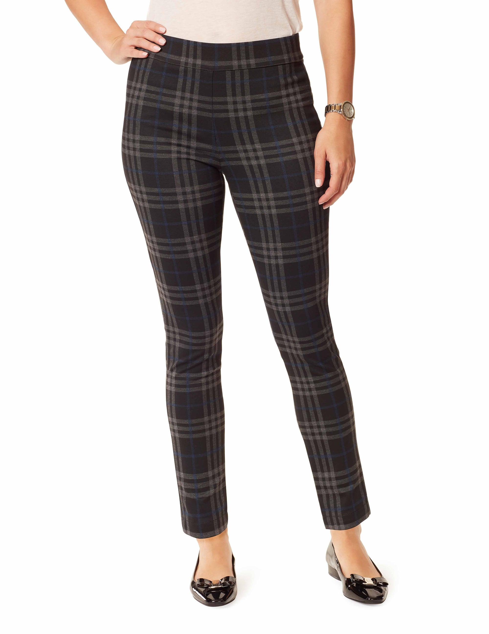 Anne Klein Pretty Plaid Everyday Pull-On Jeans
