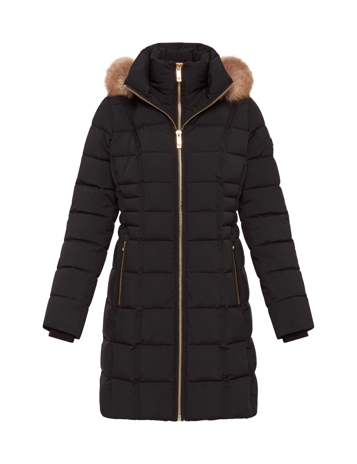 Anne Klein Black Hooded Puffer Coat