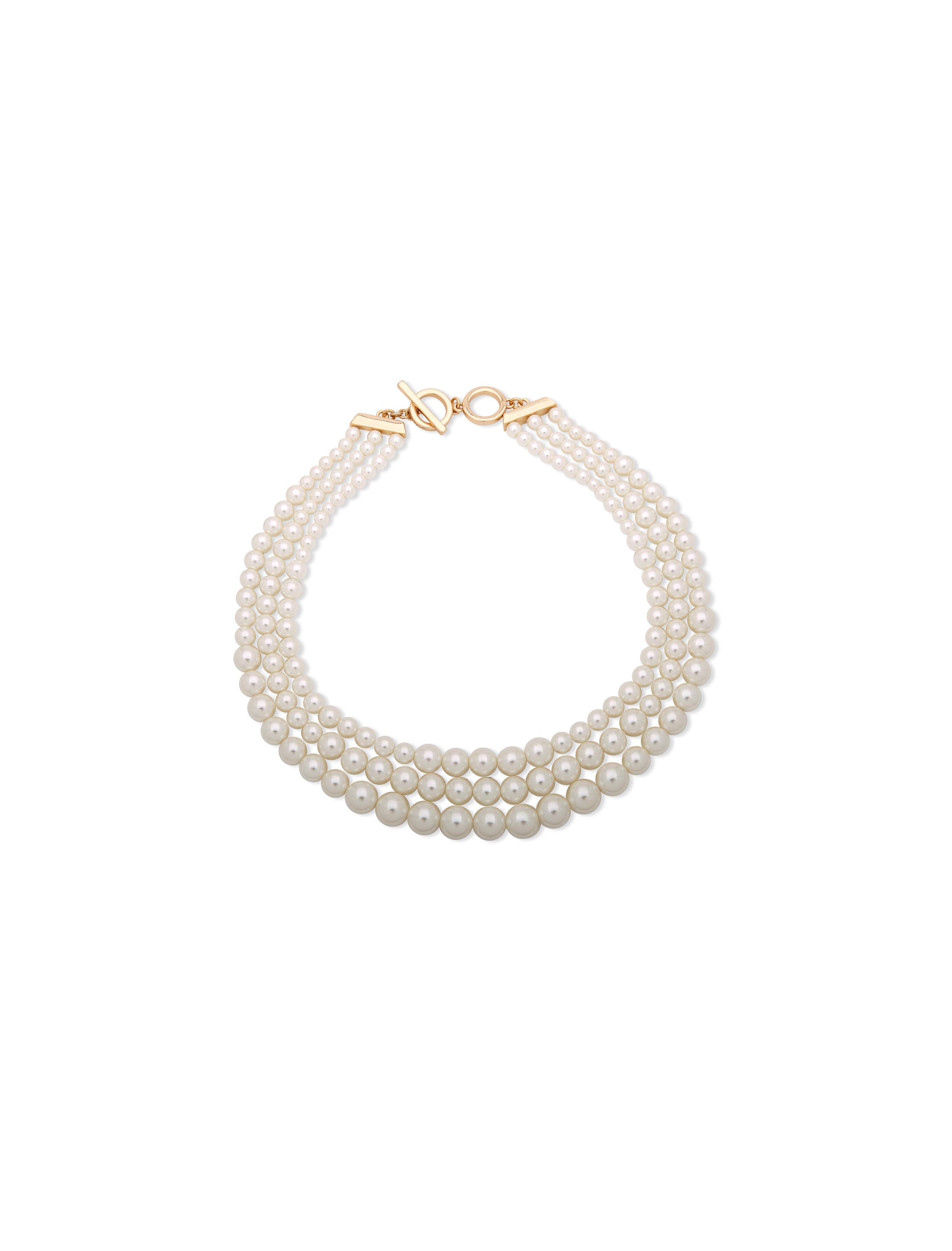 Multi Row Faux Pearl Collar Necklace | Anne Klein