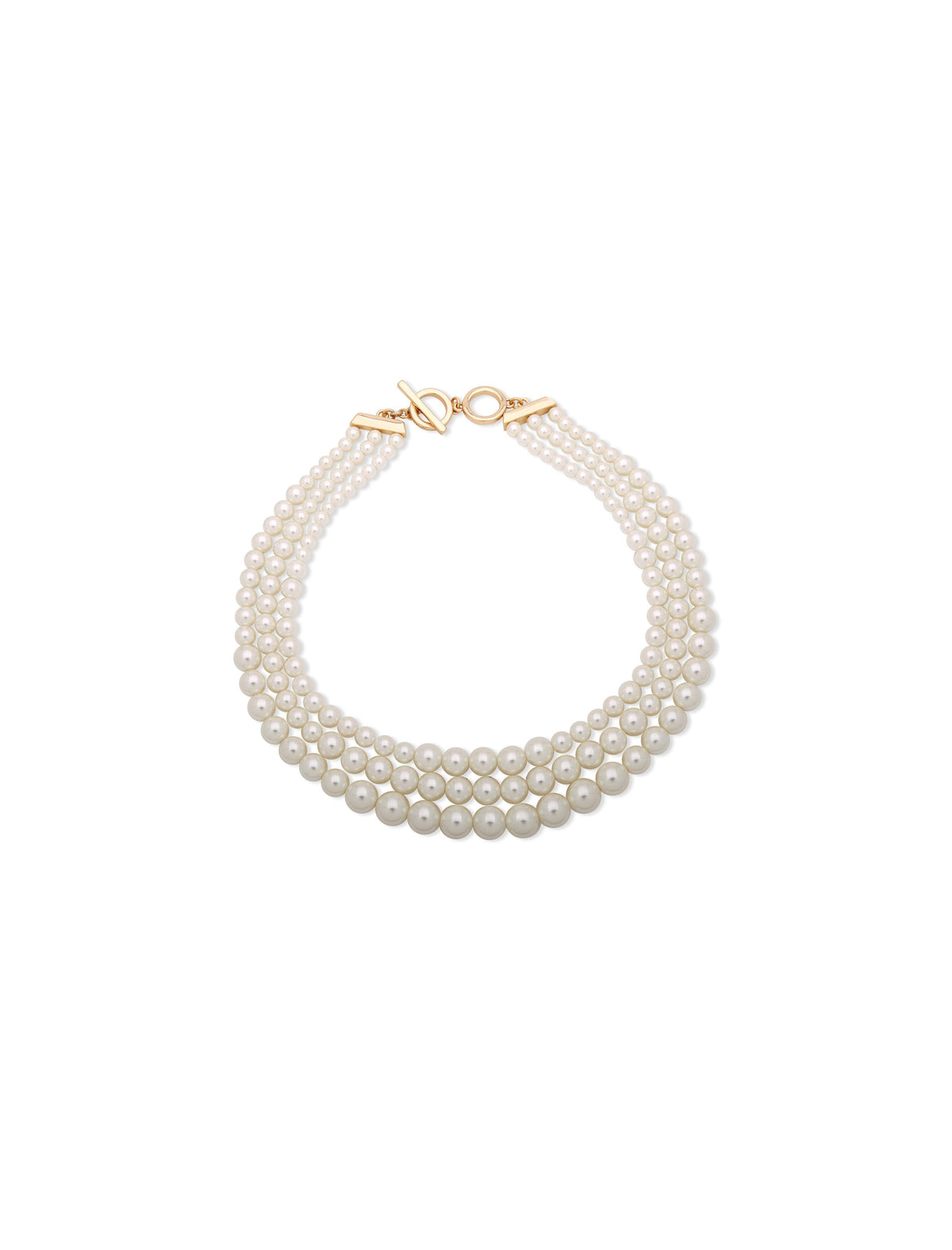 Anne Klein Gold-Tone Multi Row Faux Pearl Collar Necklace