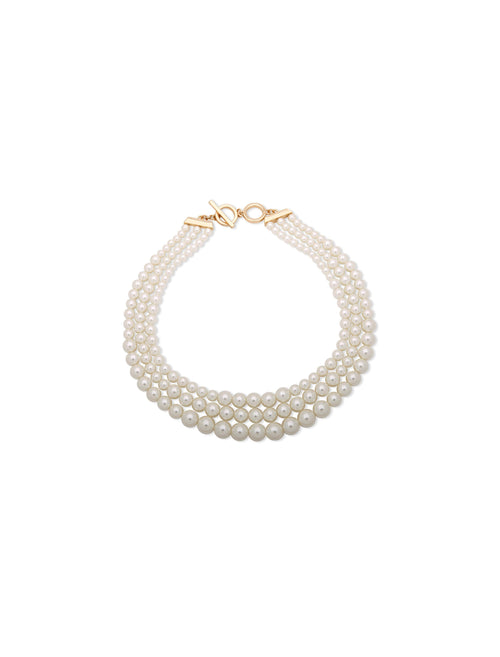 Anne Klein Gold-Tone Multi Row Faux Pearl Collar Necklace