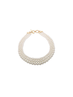 Anne Klein Gold-Tone Multi Row Faux Pearl Collar Necklace
