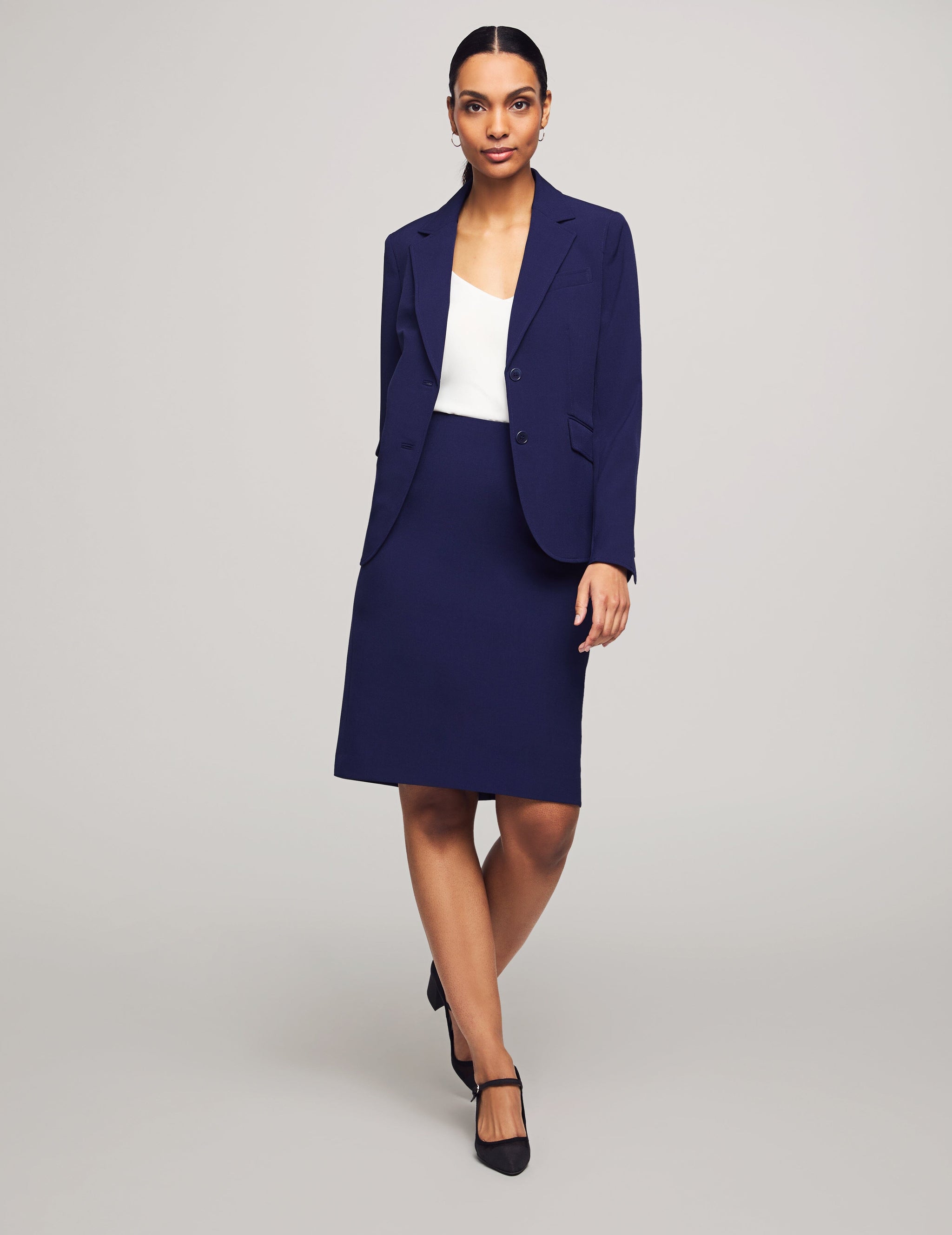 3-Piece Skirt & Pants Suit Set in Navy | Anne Klein 3-Piece Skirt & Pants Suit Set in Navy | Anne Klein