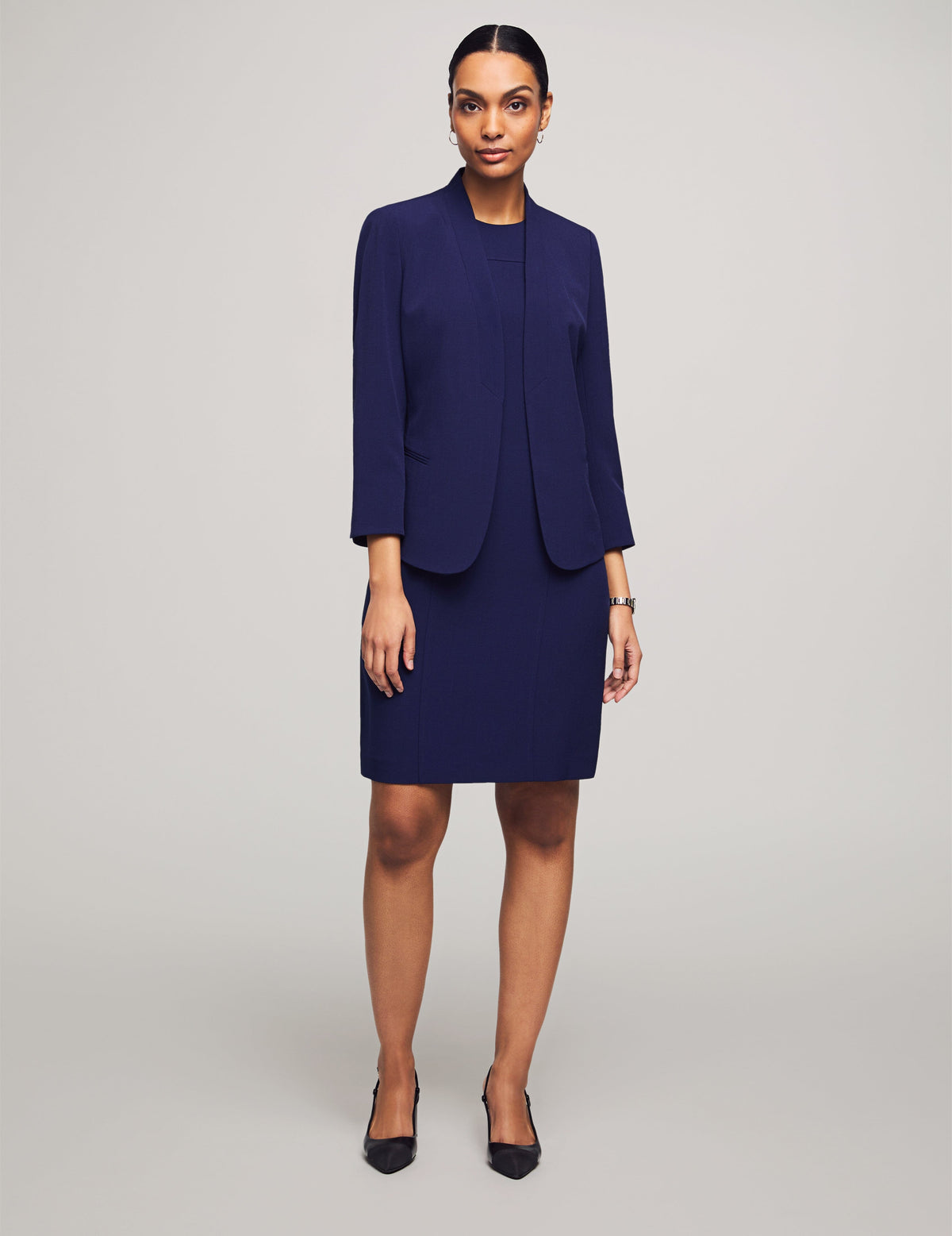 Anne Klein Navy Executive Collection 2-Pc. Blazer and Dress Set
