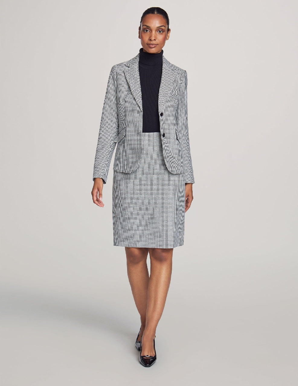 Anne Klein Mini Houndstooth Two Button Jacket W/Pan