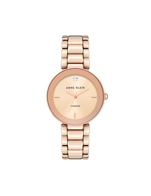 Anne Klein Rose Gold-Tone Diamond Dial Bracelet Watch