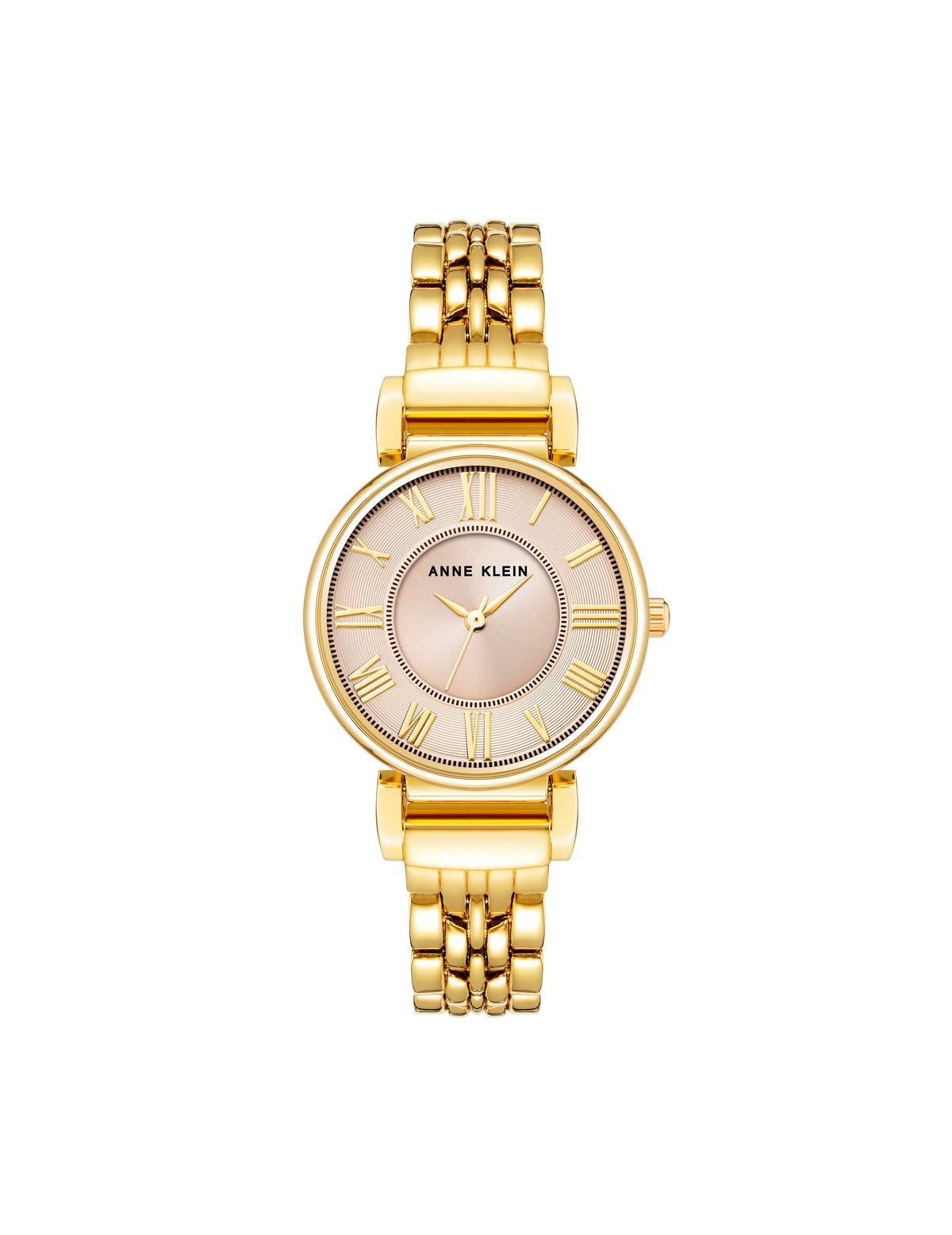 Anne Klein Gold-tone/Blush Roman Numeral Dial Watch