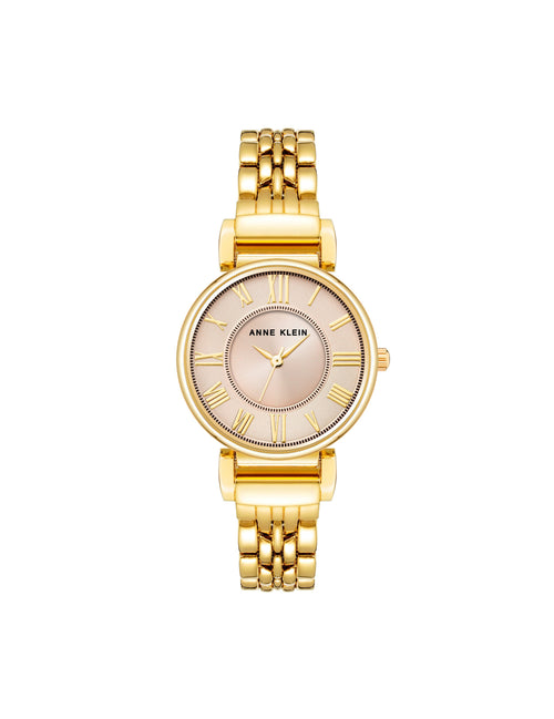 Anne Klein Gold-tone/Blush Roman Numeral Dial Watch