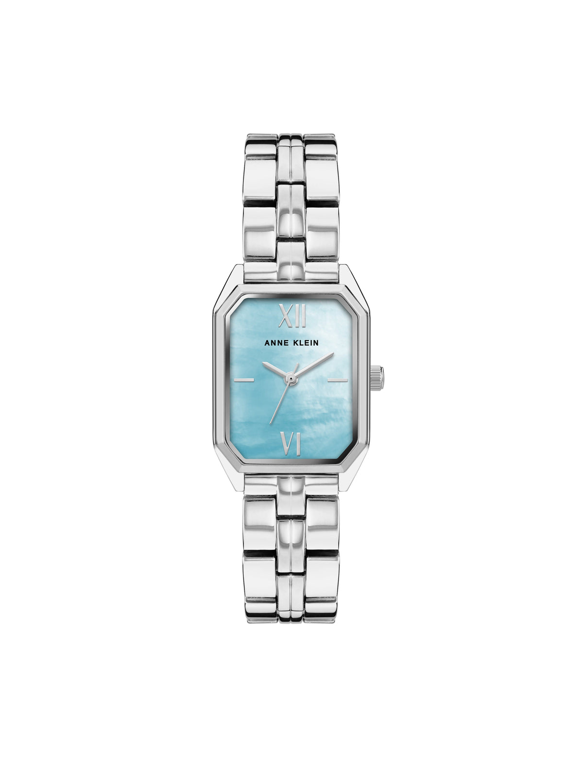 Anne Klein Silver-tone/Aqua Octagonal Shaped Metal Bracelet Watch