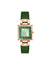 Anne Klein Green&Rose Gold-Tone Consider It Solar Square Leather Strap Watch
