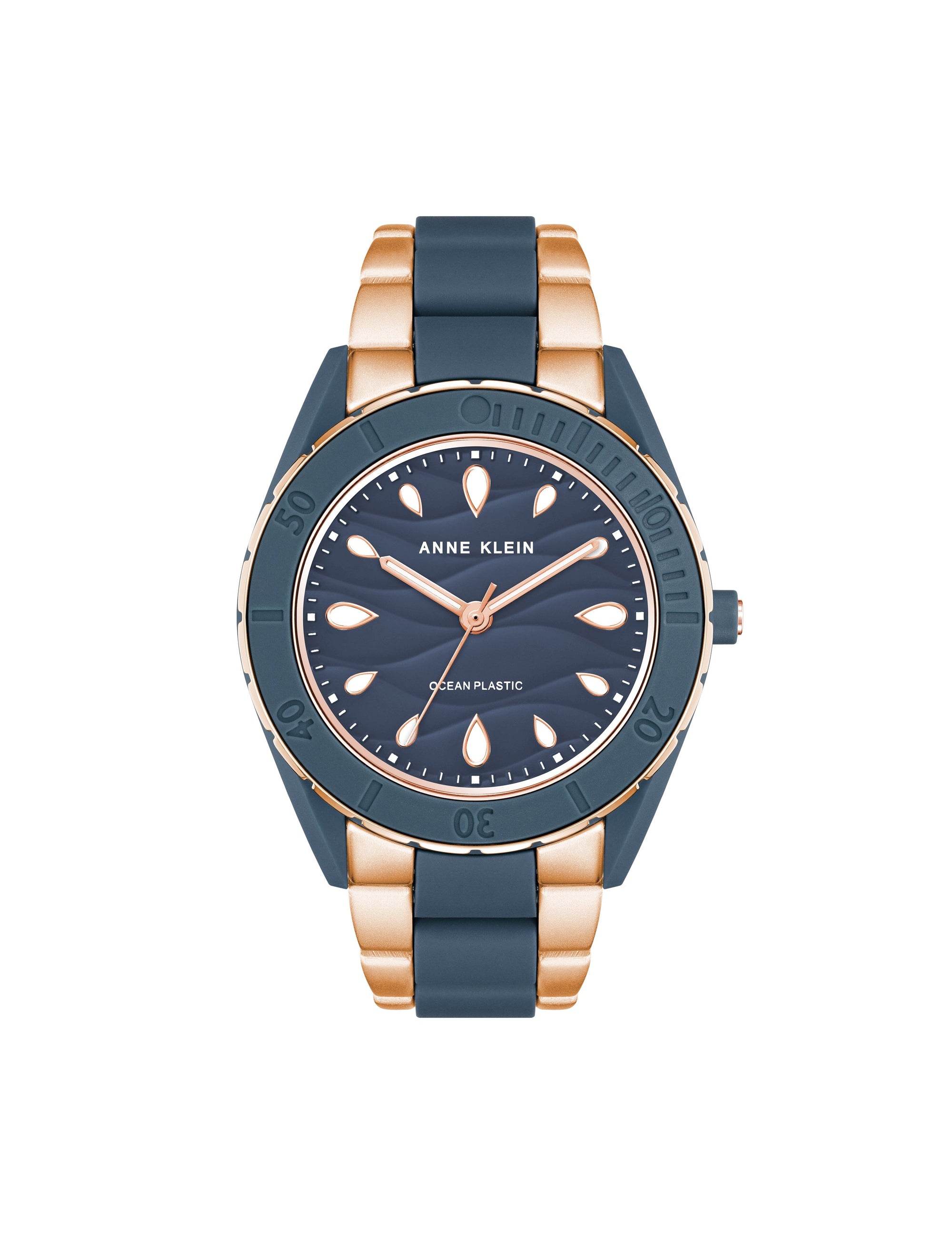 Anne Klein Rose Gold-Tone/ Blue Consider It Solar Recycled Ocean Plastic Bracelet Watch