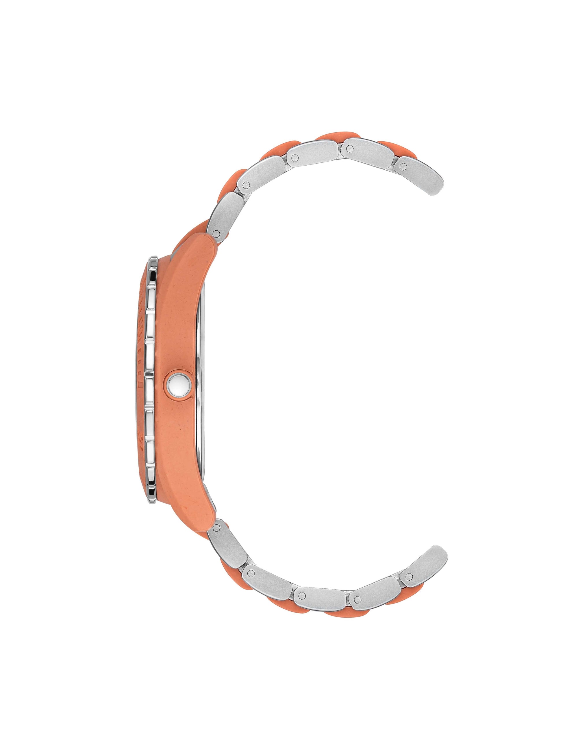 Anne Klein Coral&Silver-Tone Consider It Solar Recycled Ocean Plastic Bracelet Watch
