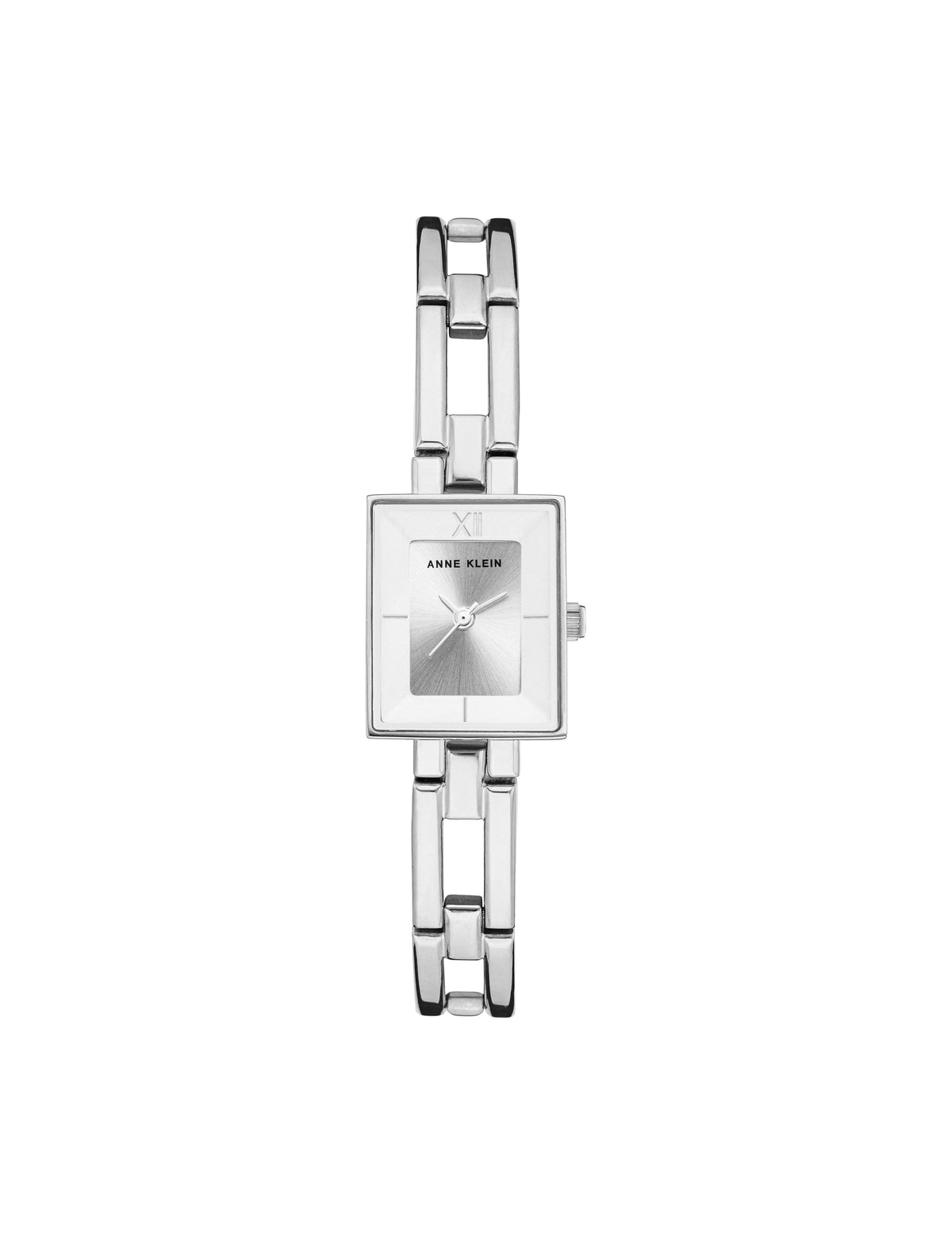 Anne Klein Silver-Tone Iconic Rectangular Case Bangle Watch