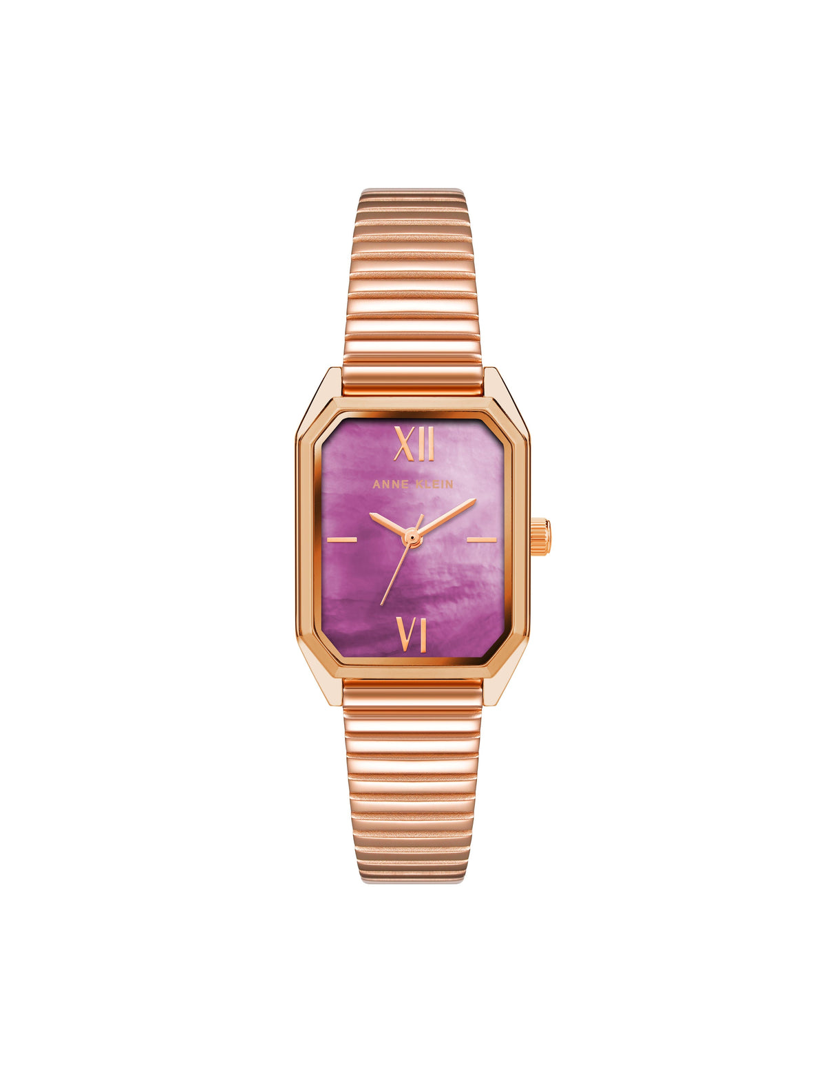 Anne Klein Rose Gold-Tone/ Purple Iconic Octagonal Case Bracelet Watch