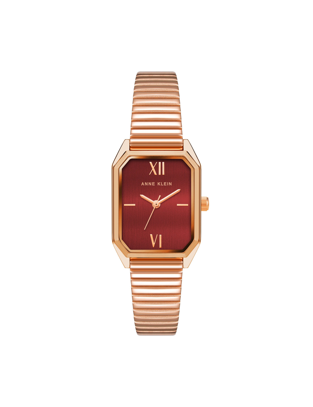 Anne Klein Rose Gold-Tone/ Red Iconic Octagonal Case Bracelet Watch