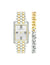 Anne Klein Silver-Tone/ Gold-Tone Rectangular Crystal Accented Watch Set with Chain Bracelet