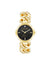 Anne Klein Gold-Tone/ Black Diamond Accented Round Case Bracelet Watch