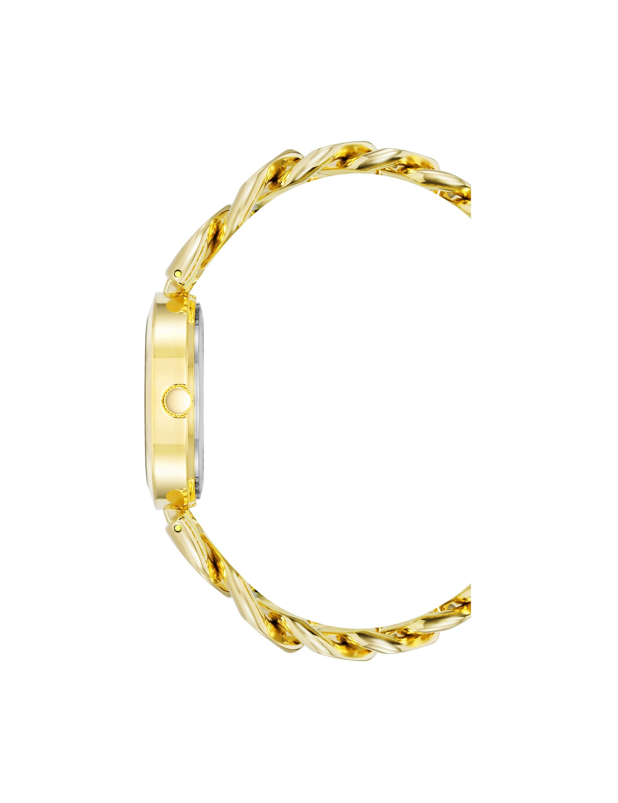 Anne Klein Gold-Tone/ Green Diamond Accented Round Case Bracelet Watch