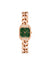 Anne Klein Rose Gold-Tone/ Green Octagonal Crystal Accented Chain Bracelet Watch