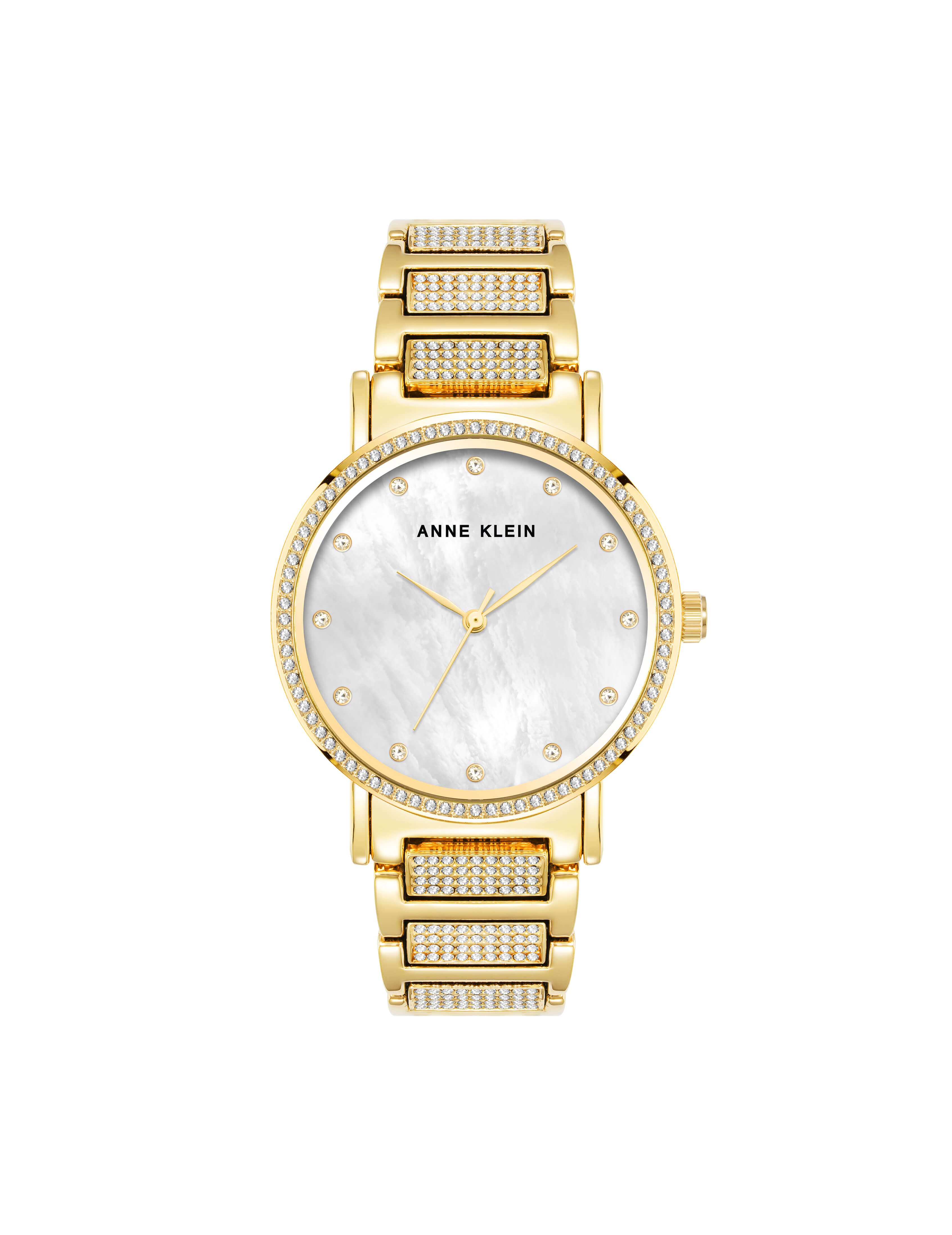 Mother of Pearl Crystal Accented Bracelet Watch Anne Klein