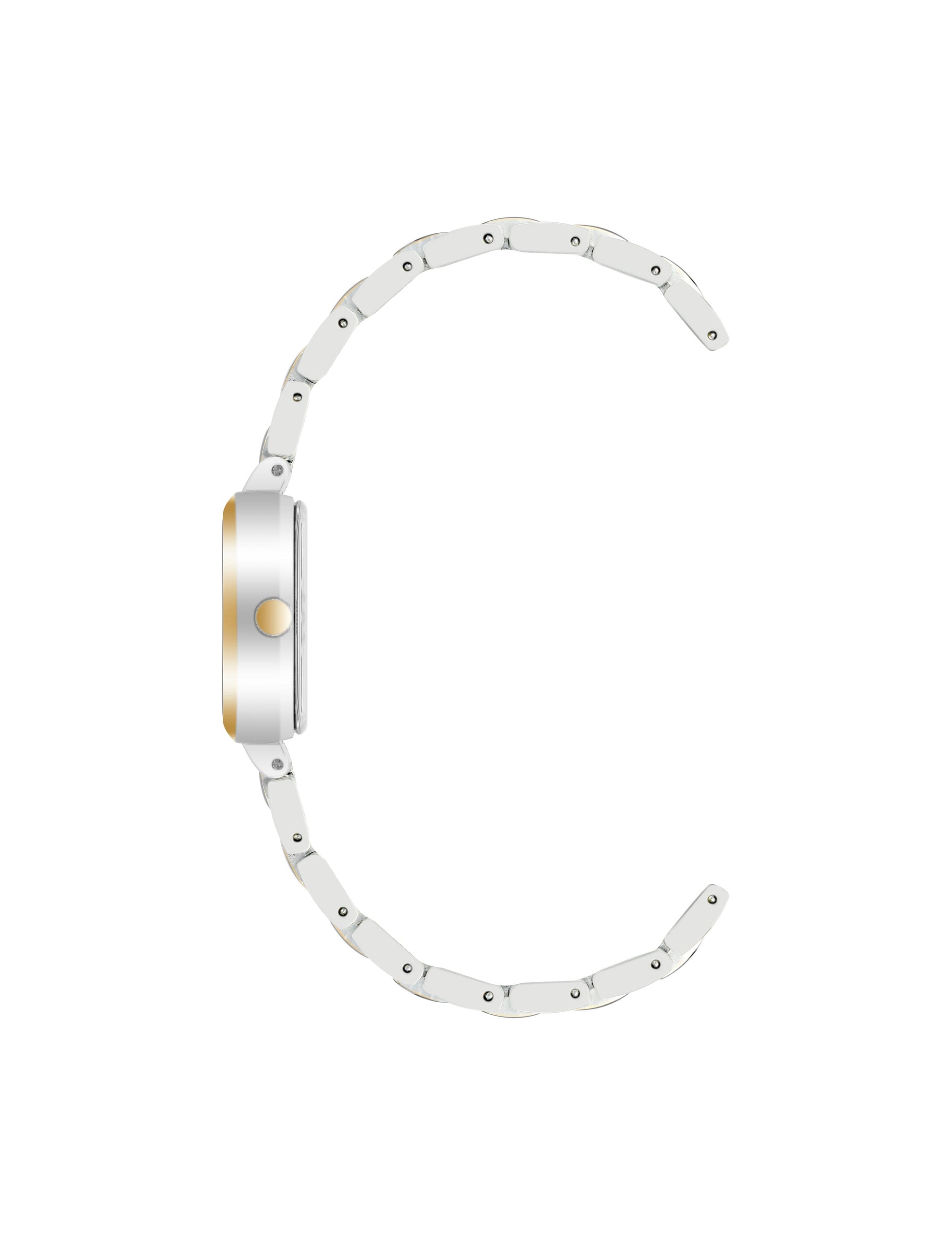Anne Klein Silver-Tone/ Gold-Tone Square Case Two-Tone Bracelet Watch