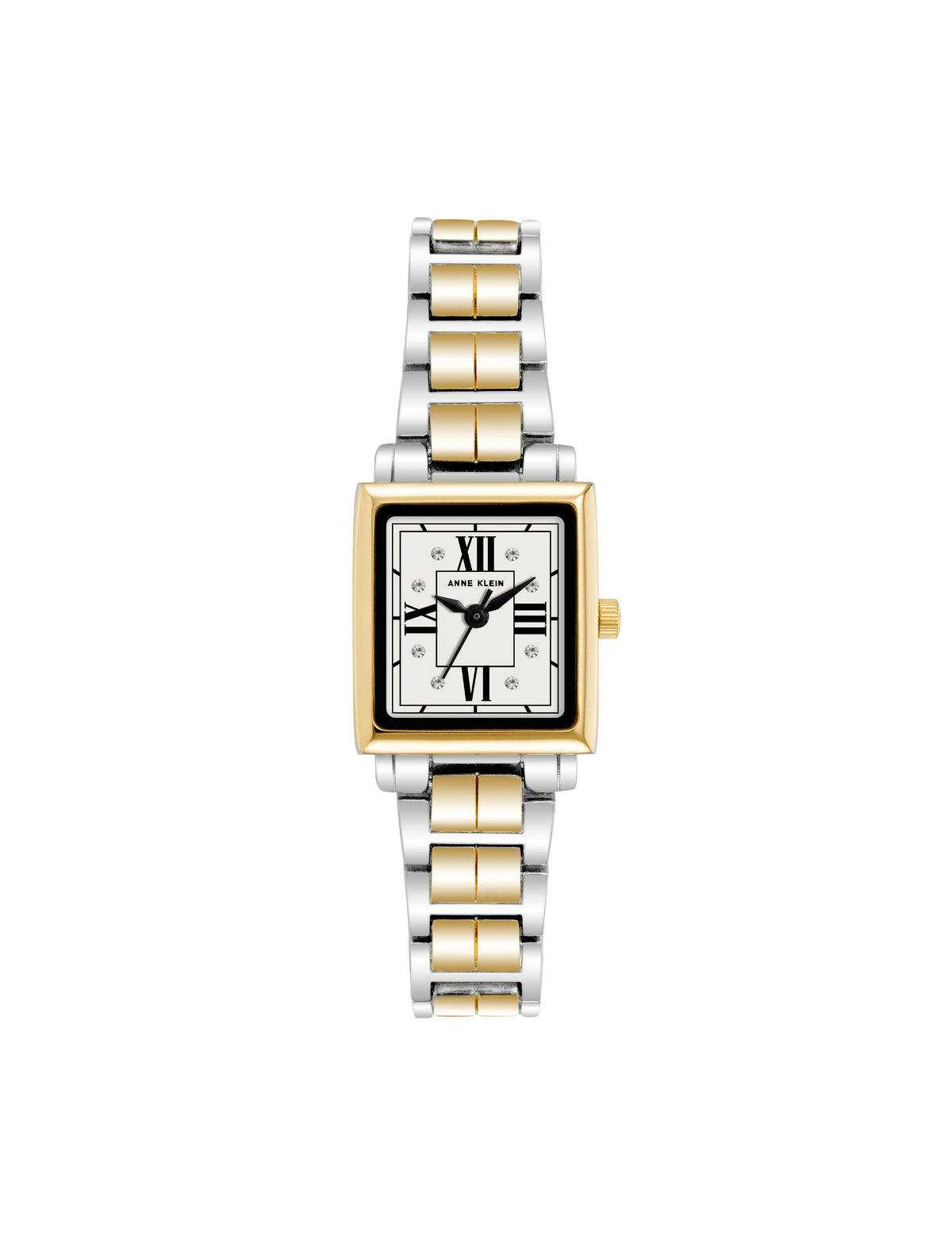 Anne Klein Silver-Tone/ Gold-Tone Square Case Two-Tone Bracelet Watch