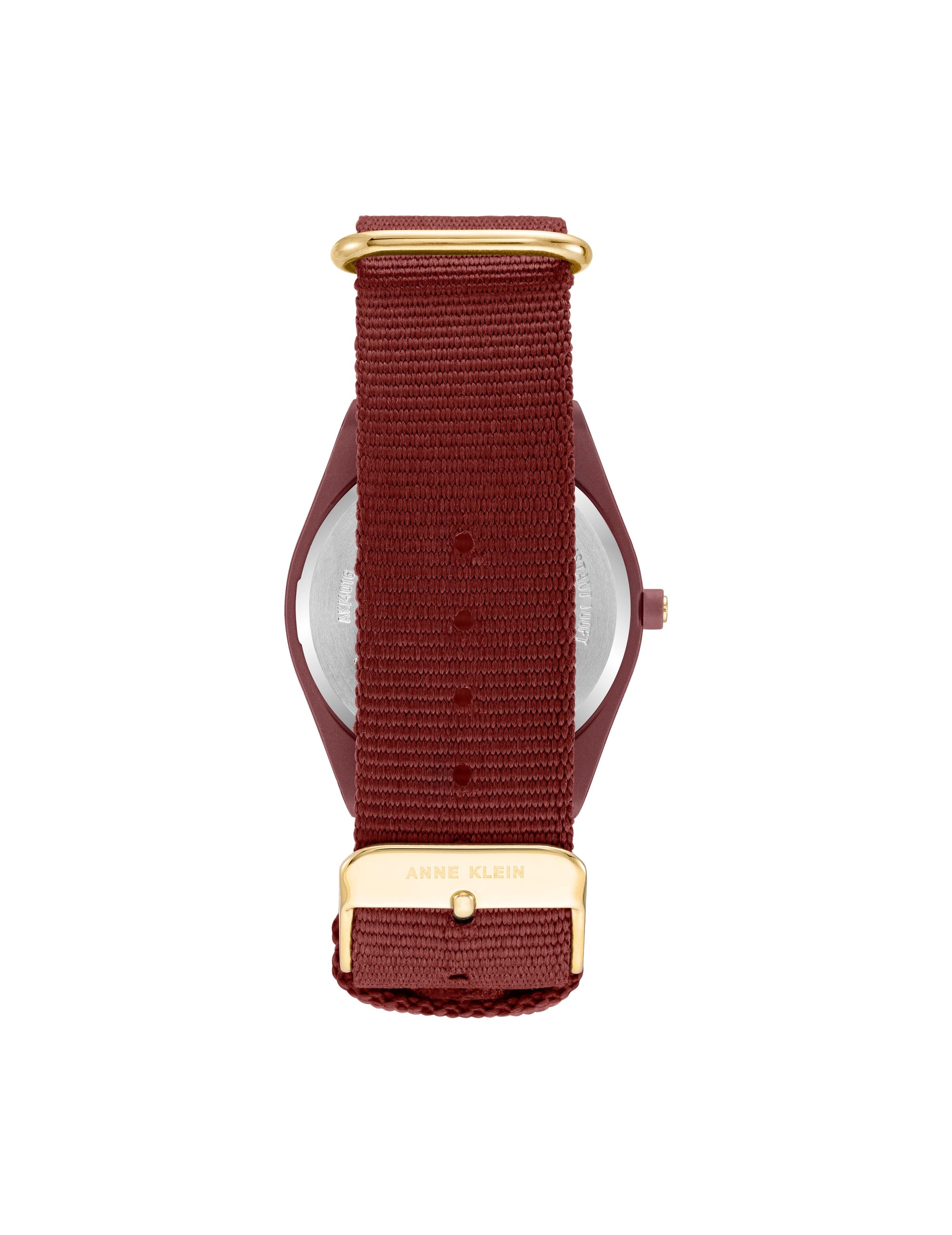 Anne Klein Gold-Tone/ Red Consider It Solar Recycled Ocean Plastic Woven Strap Watch