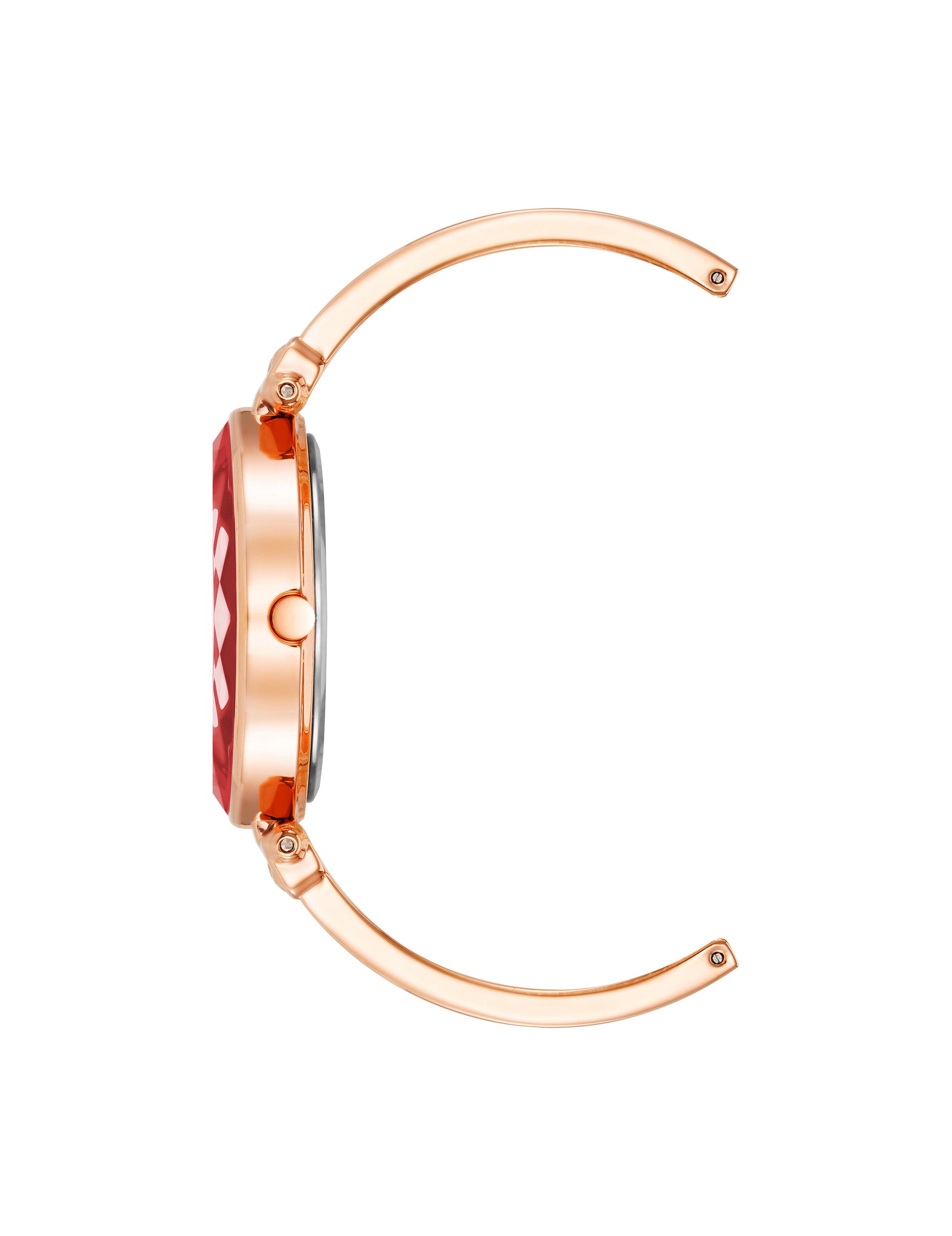 Anne Klein Rose Gold-Tone/ Red Diamond Accented Oval Bangle Watch