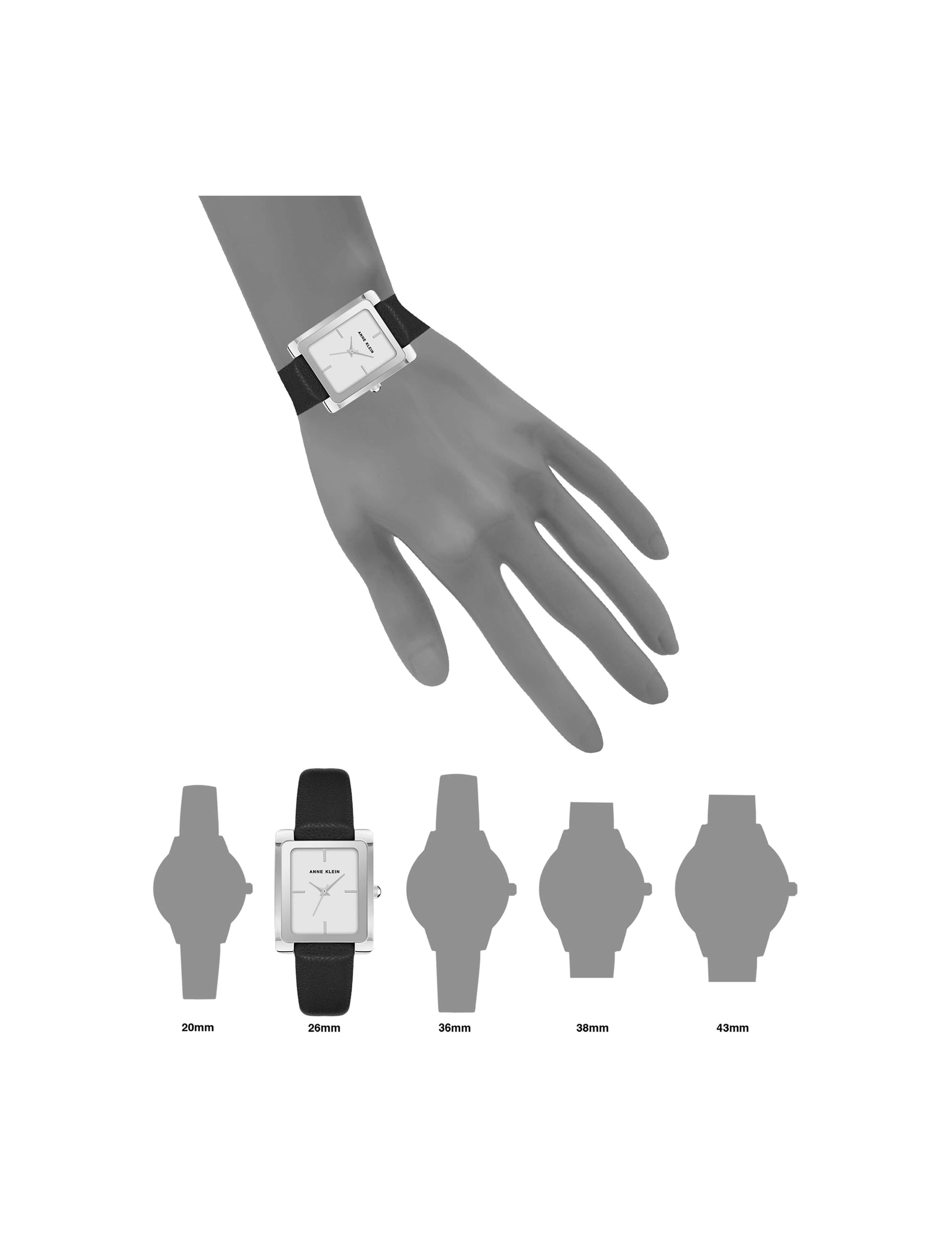 Rectangular Case Leather Strap Watch | Anne Klein