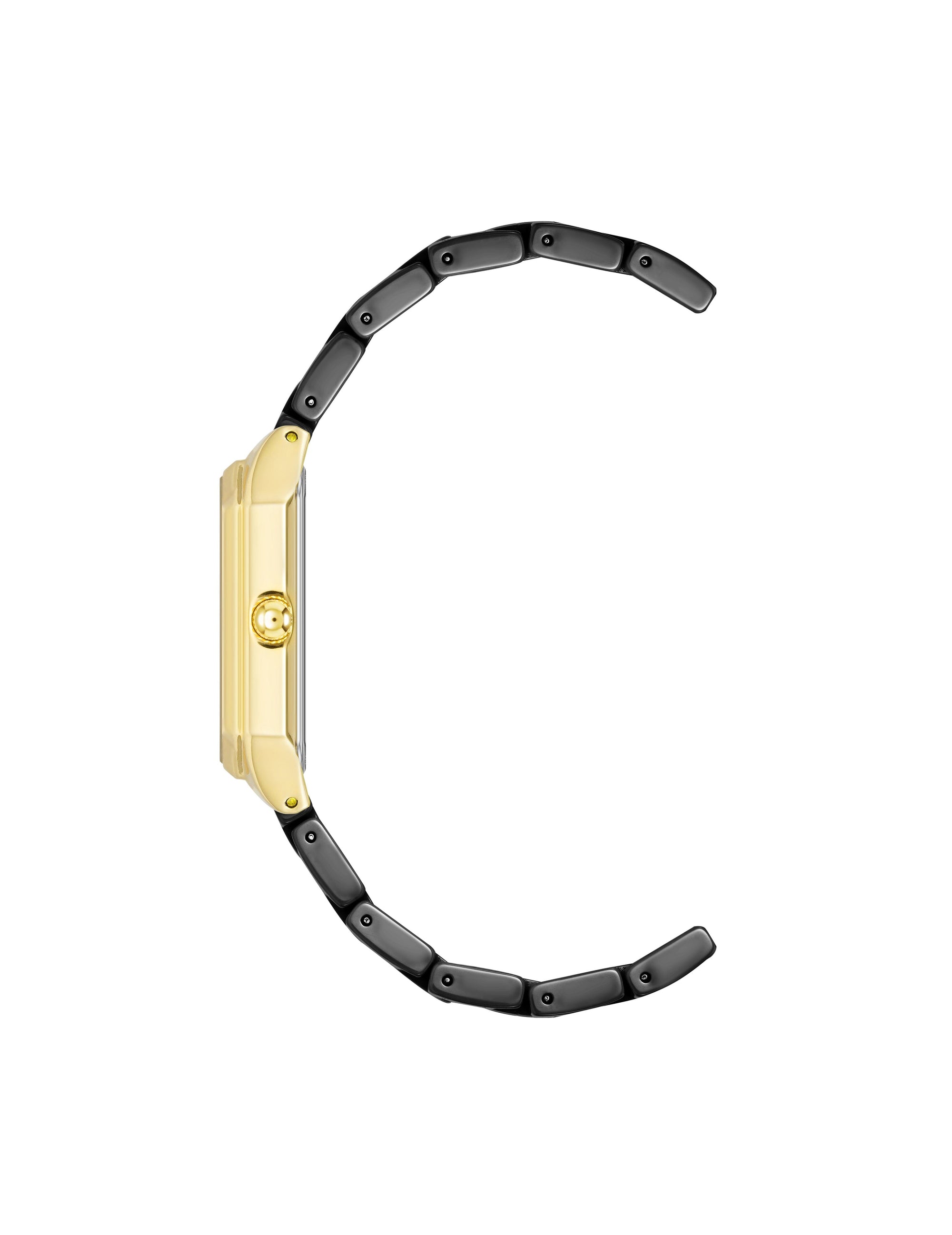 Anne Klein Gold-Tone/ Black Octagonal Ceramic Diamond Dial Watch
