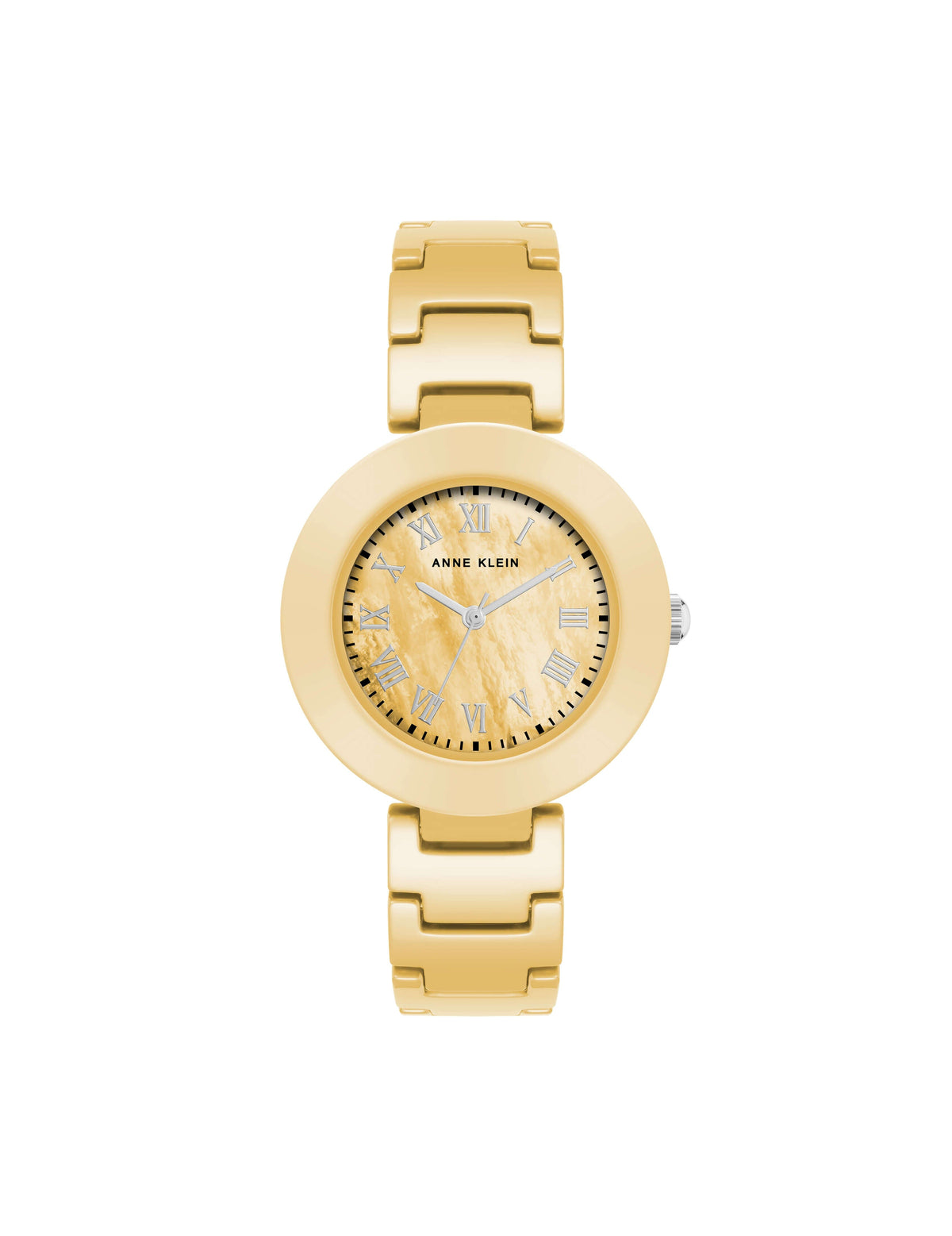Anne Klein Yellow Round Mother of Pearl Dial Ceramic Bracelet Watch