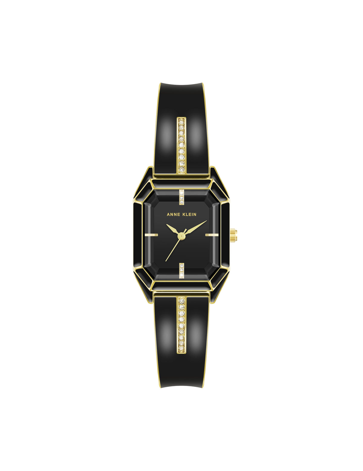 Anne Klein Black/ Gold Tone Elegant Bangle Bracelet Watch