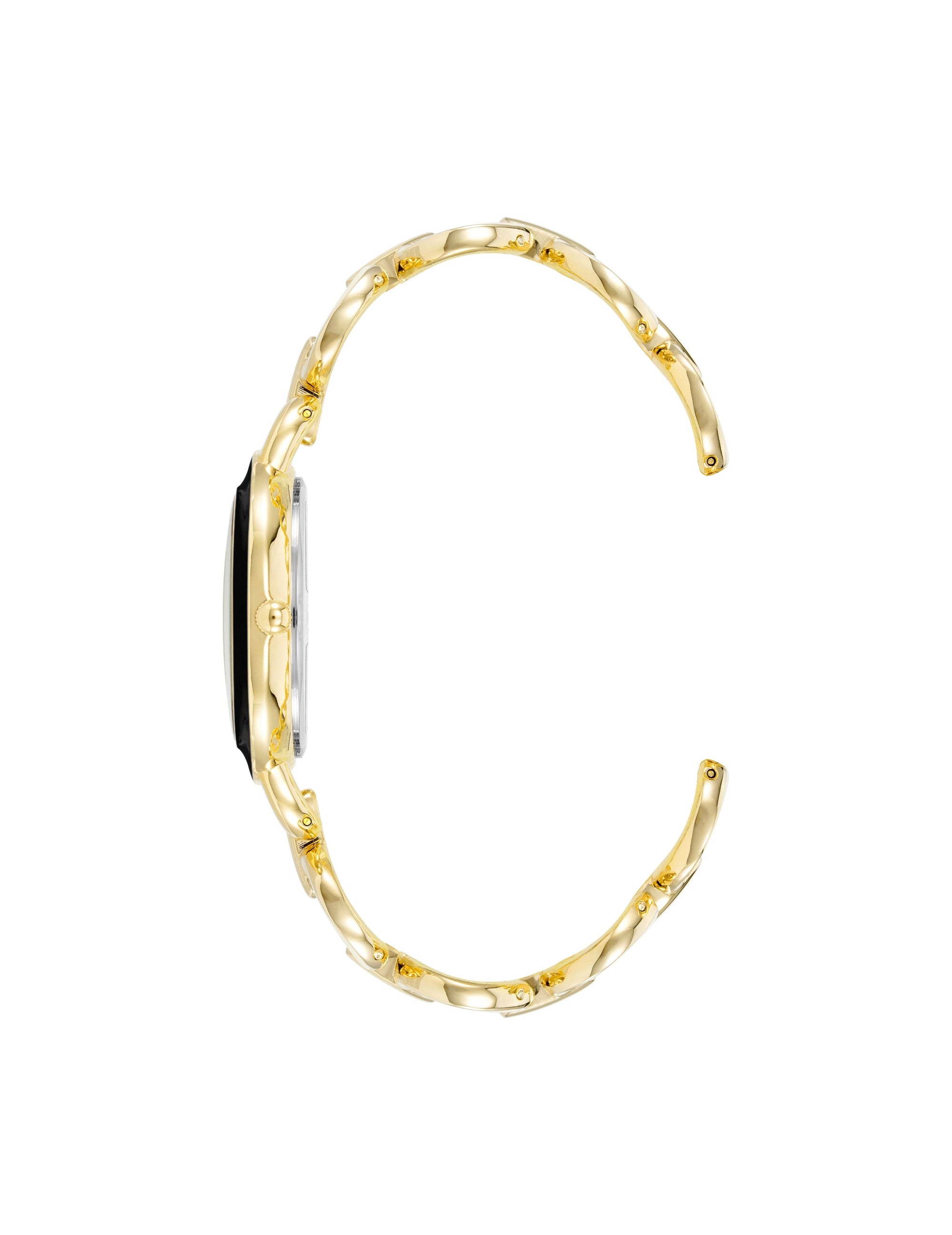 Anne Klein Black/ Gold Tone Boyfriend Circular Link Bracelet Watch Set