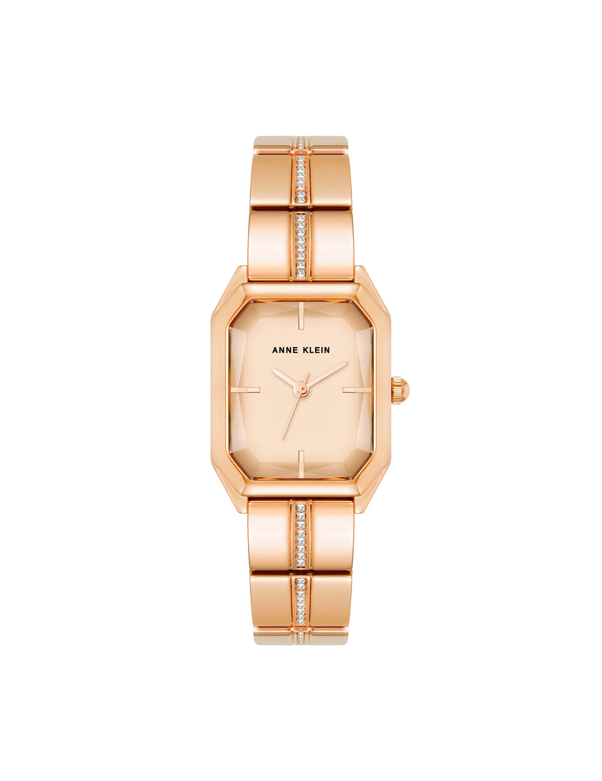 Anne Klein Rose Gold-Tone Iconic Octagonal Crystal Bracelet Watch