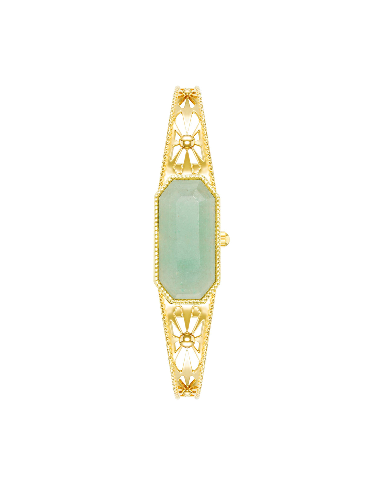 Anne Klein Aventurine/Gold Gemstone Covered Dial Watch