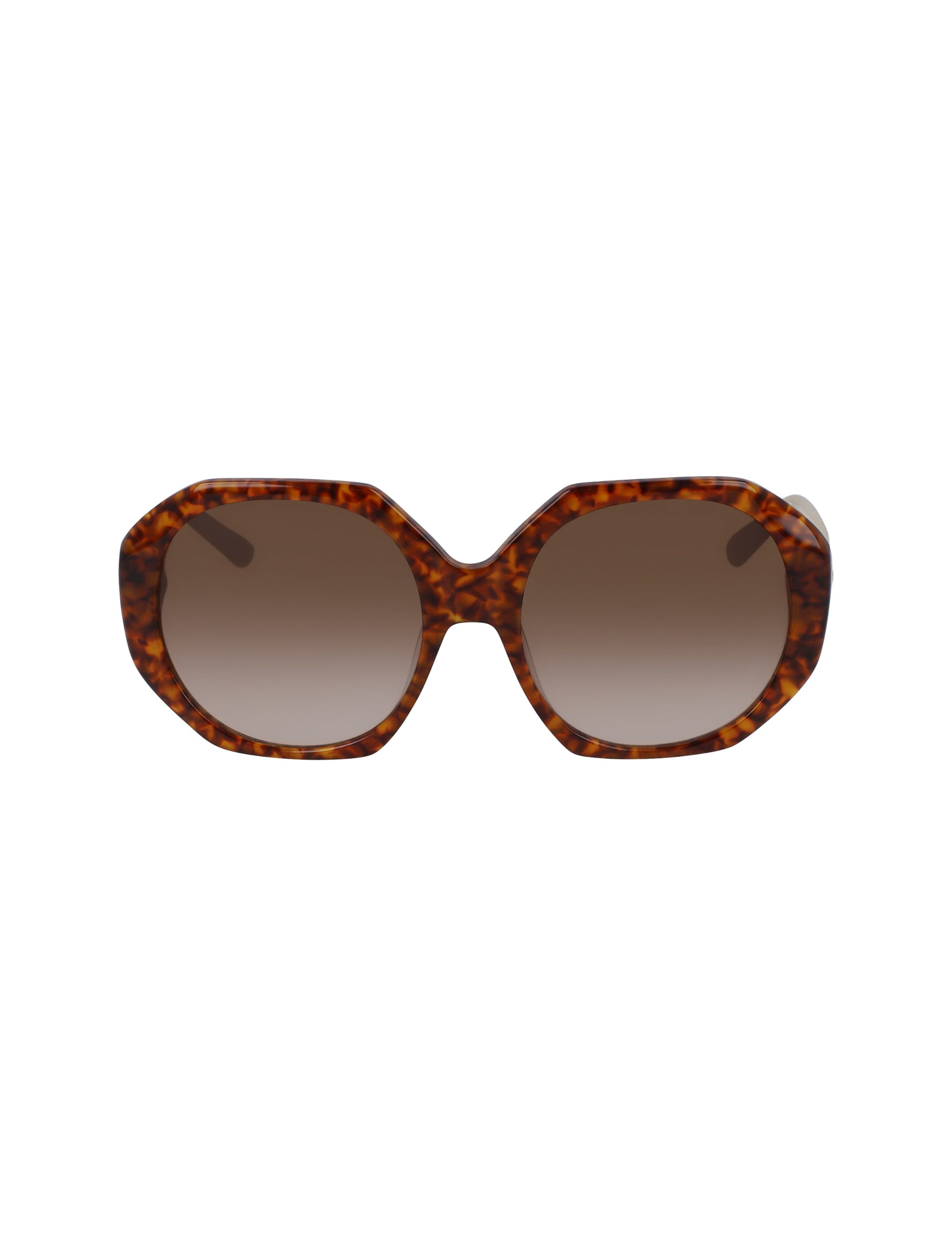 Anne Klein HONEY TORTOISE Tortoise Geometric Oversized Sunglasses