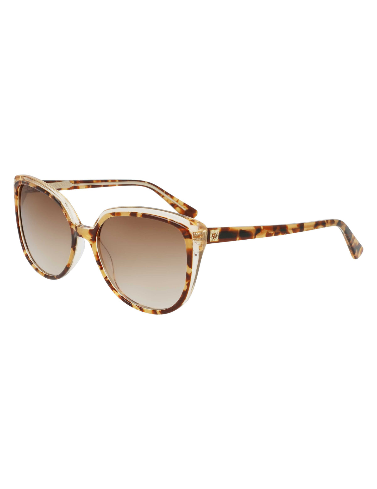 Tortoise and crystal cat-eye sunglasses with brown gradient lenses
