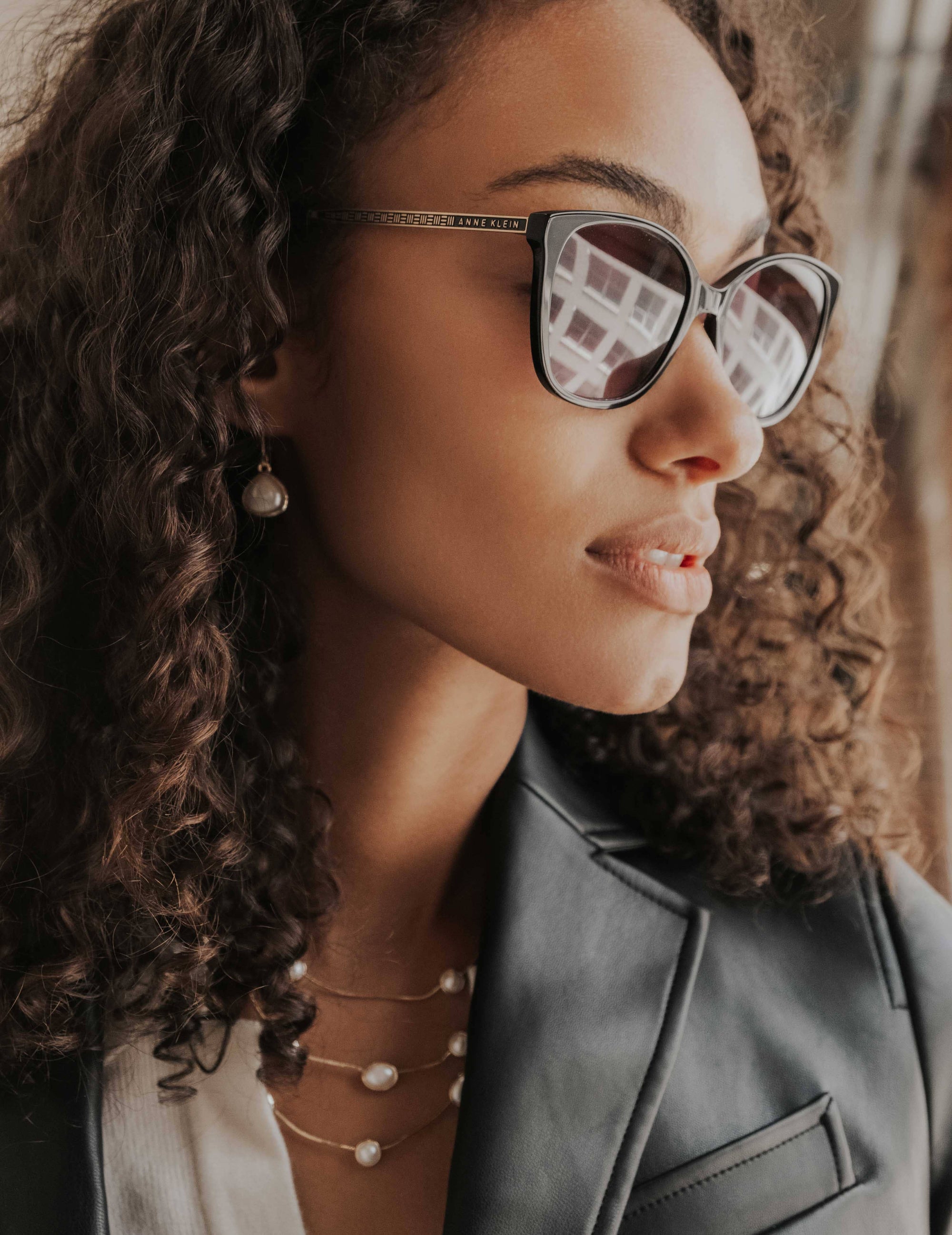Anne Klein AK7079 001 Sunglasses Black 54mm Women