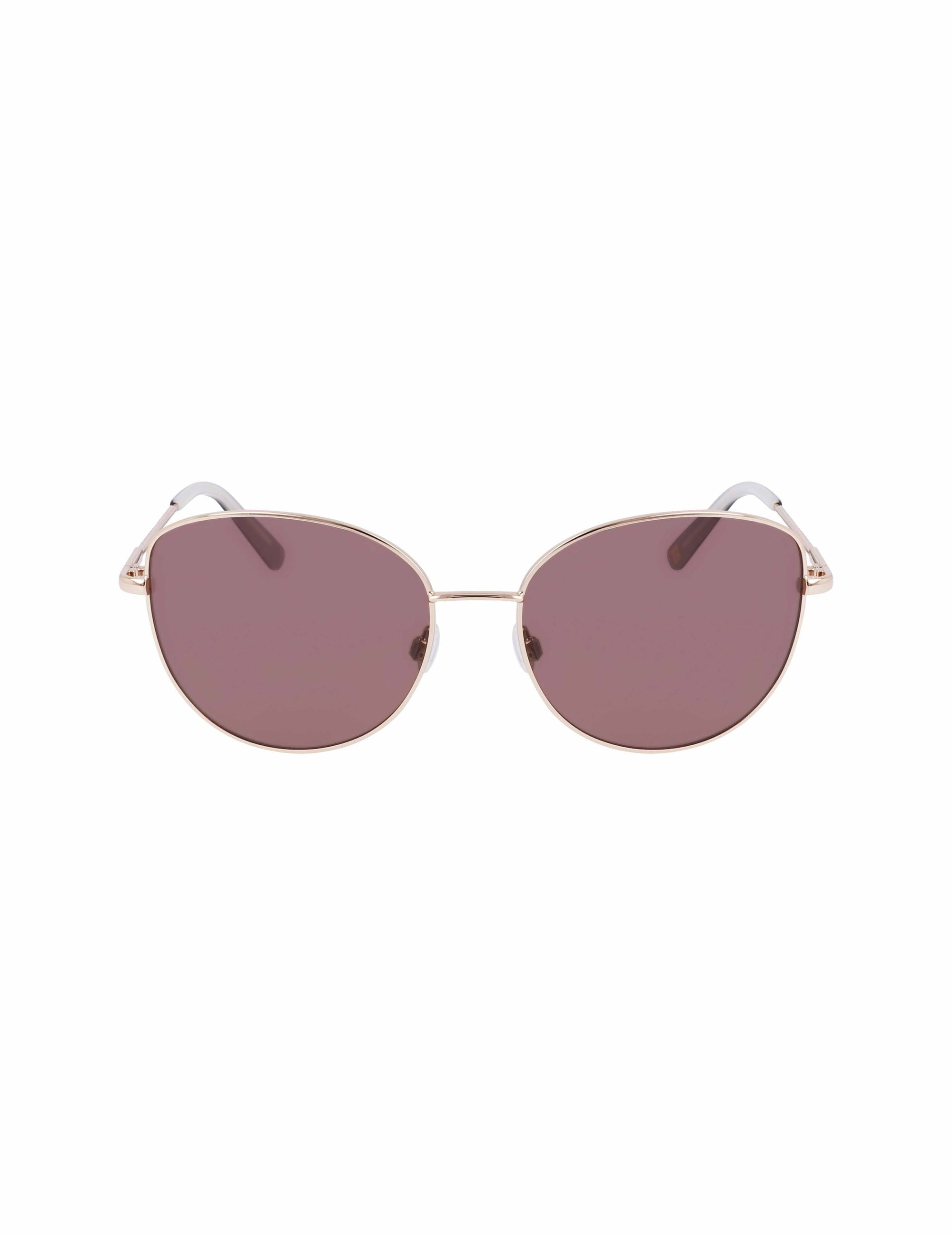 Anne Klein Gold Trendy Round Sunglasses