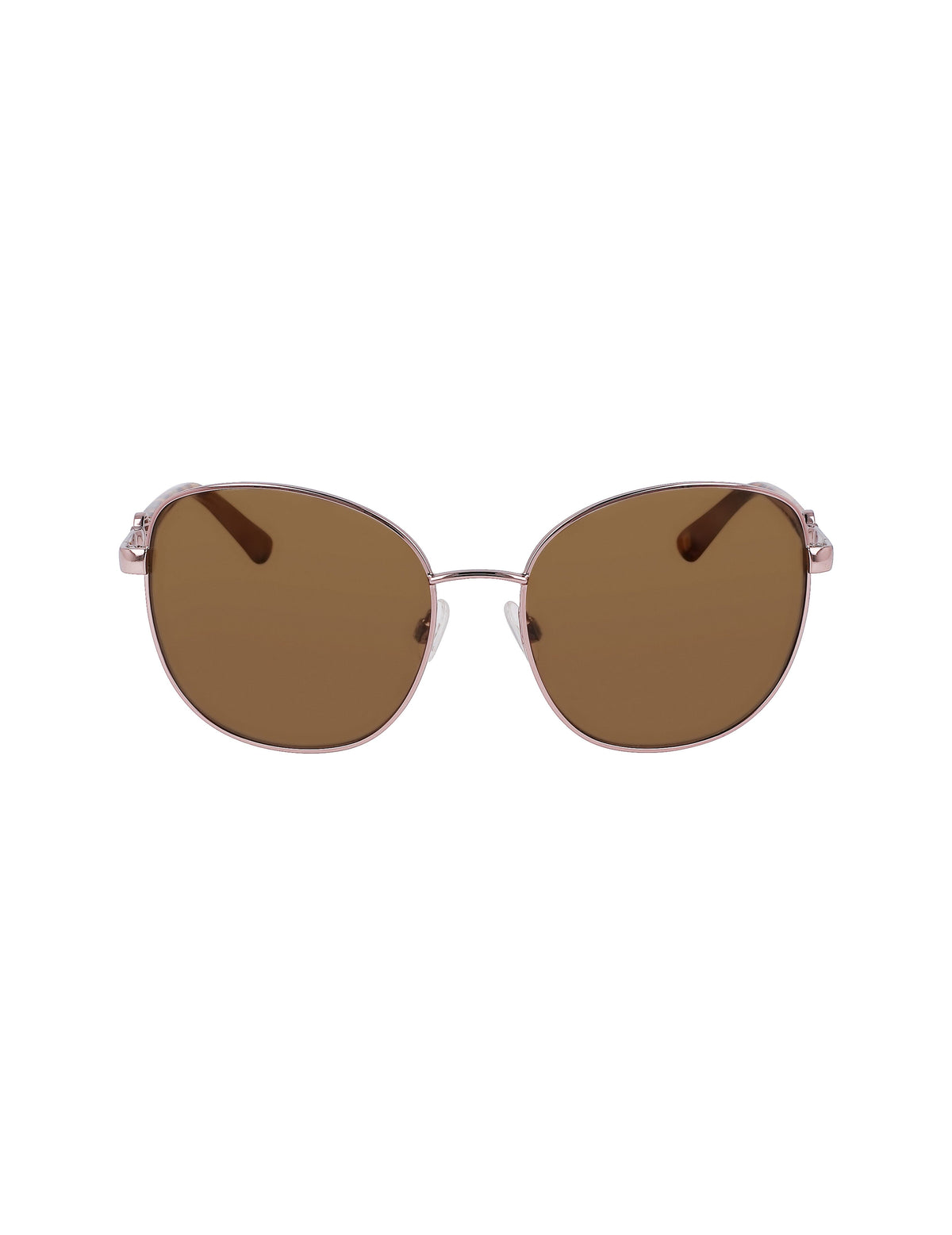 Anne Klein Rose Gold Metal Round Leo Sunglasses